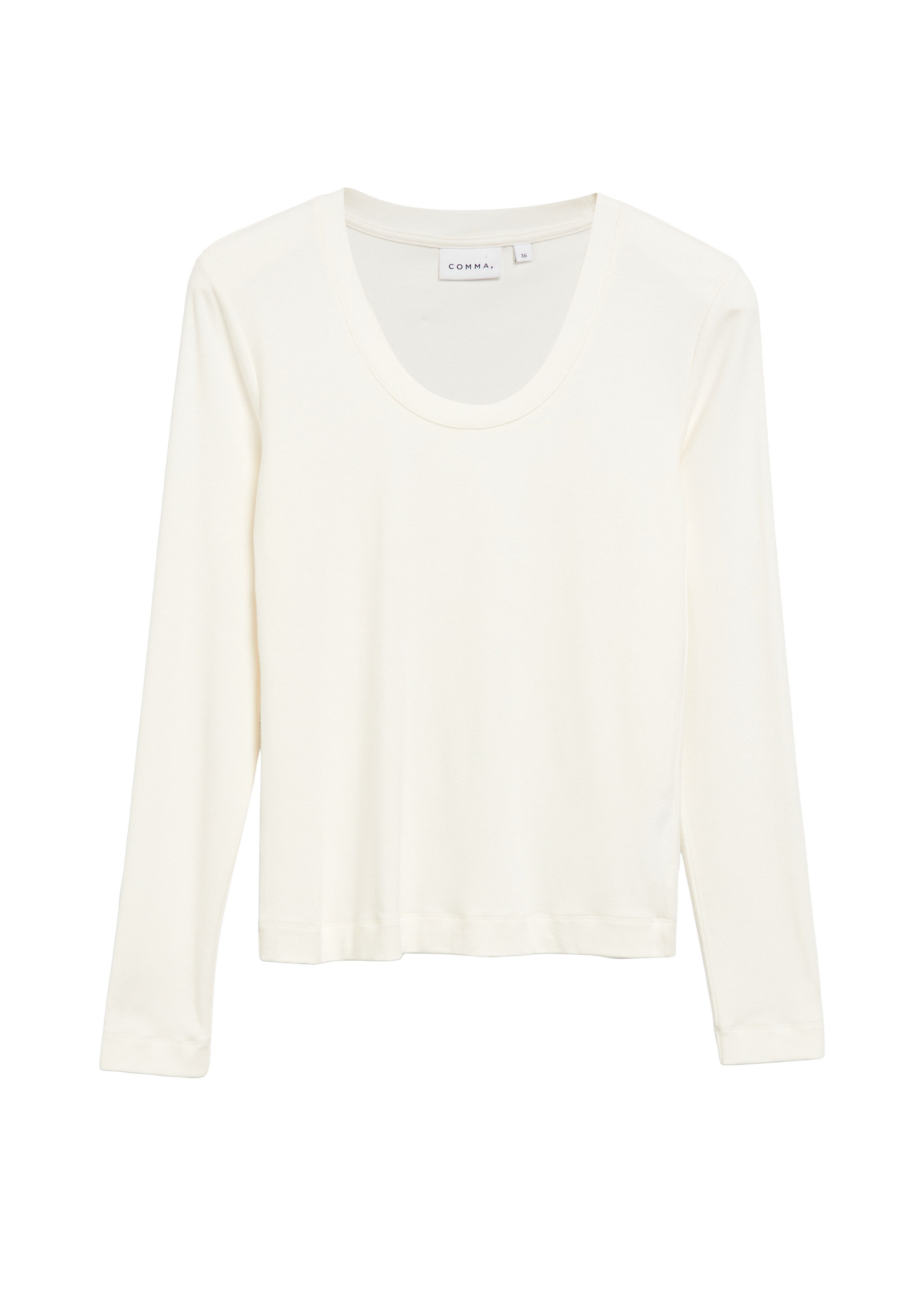 comma Langarmshirt mit tiefem Rundhals / Viskose-Stretch – Bild 4 von 4