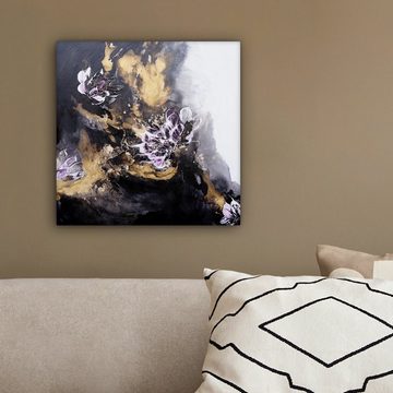 OneMillionCanvasses® Leinwandbild Abstrakt - Schwarz - Grau - Farbe, (1 St), Leinwand Bilder für Wohnzimmer Schlafzimmer