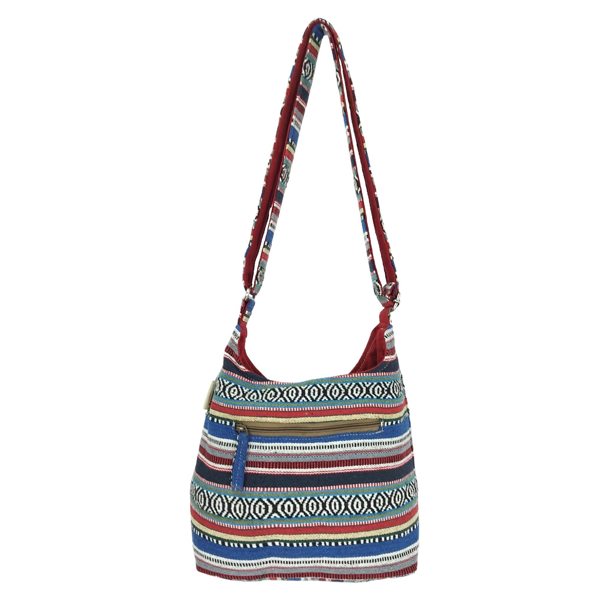 Hobo Striefen Sunsa Vegane Tasche, Hobo Crossbody nachhaltige blau/ Crossover, Leicht rot Umhängetasche