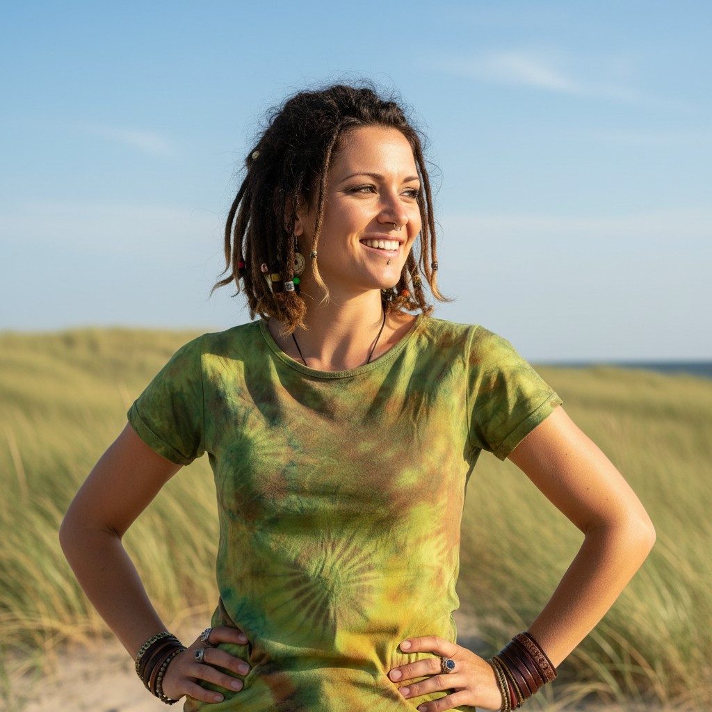 Guru-Shop T-Shirt Batik Hippie T-Shirt, Unikat Boho Batikshirt -.. Festival, Ethno Style, Hippie, alternative Bekleidung