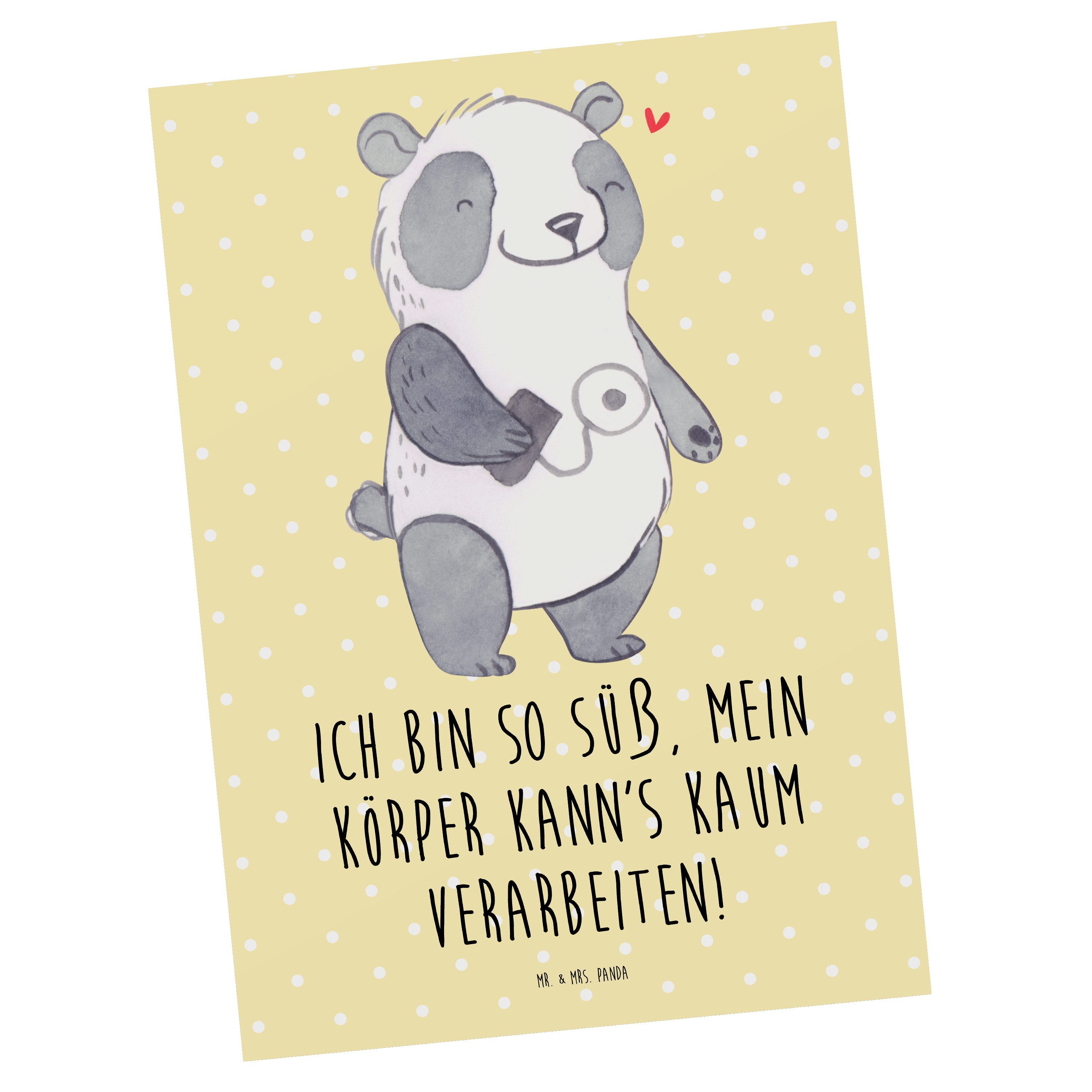 Mr. & Mrs. Panda Postkarte Panda Insulinpumpe - Gelb Pastell - Geschenk, Postkarte, Grußkarte, D, Hochglänzend