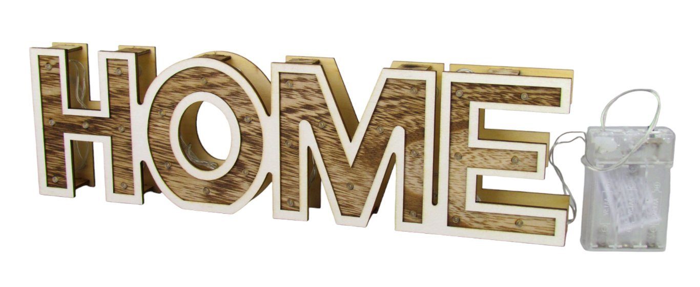 steinwohn LED-Dekofigur XL „Home“ oder "Love" mit warm-weißen LED, aus Holz, Batteriebetrieben