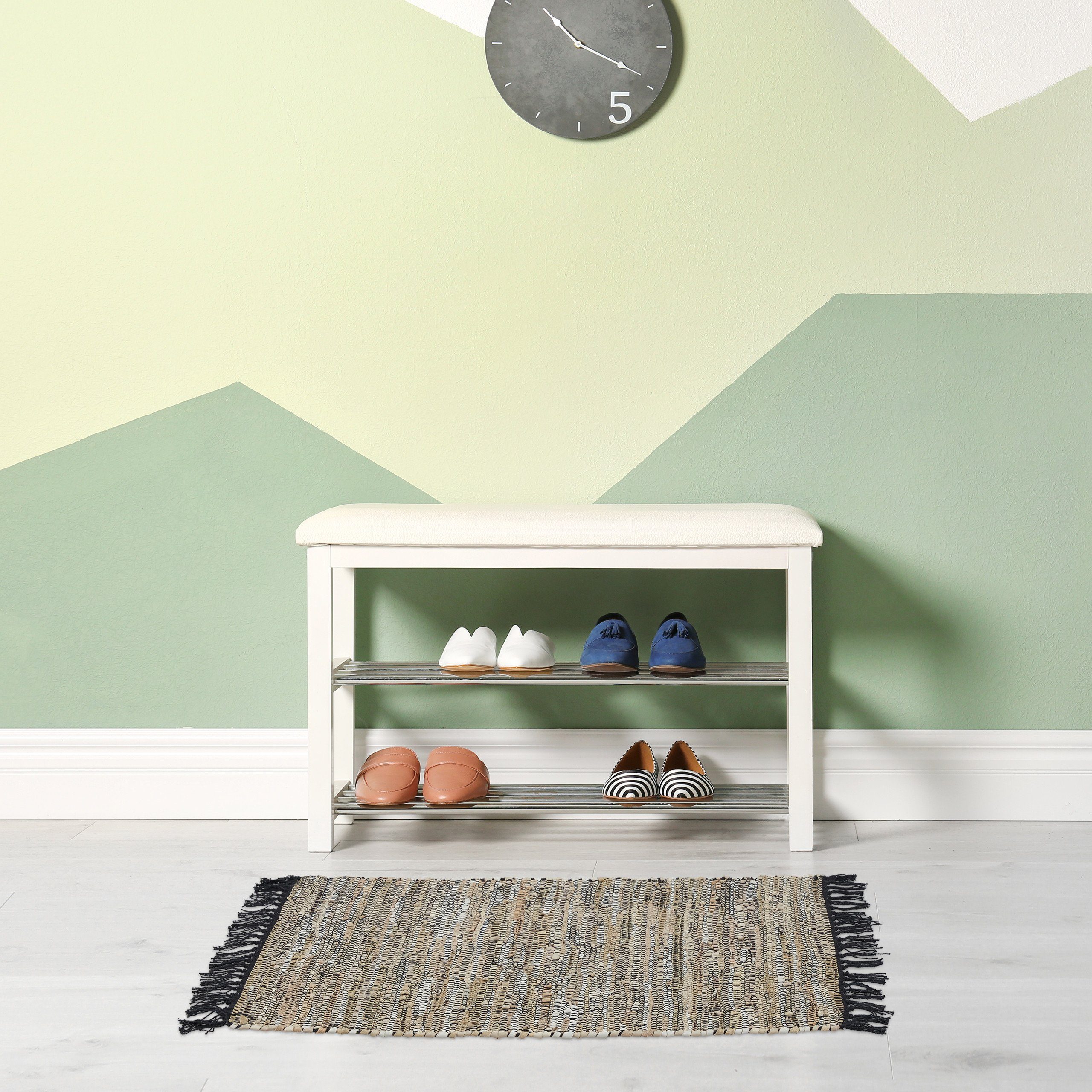 relaxdays Läufer Flickenteppich 60 x 110 cm, Höhe: 5 mm, grau günstig online kaufen