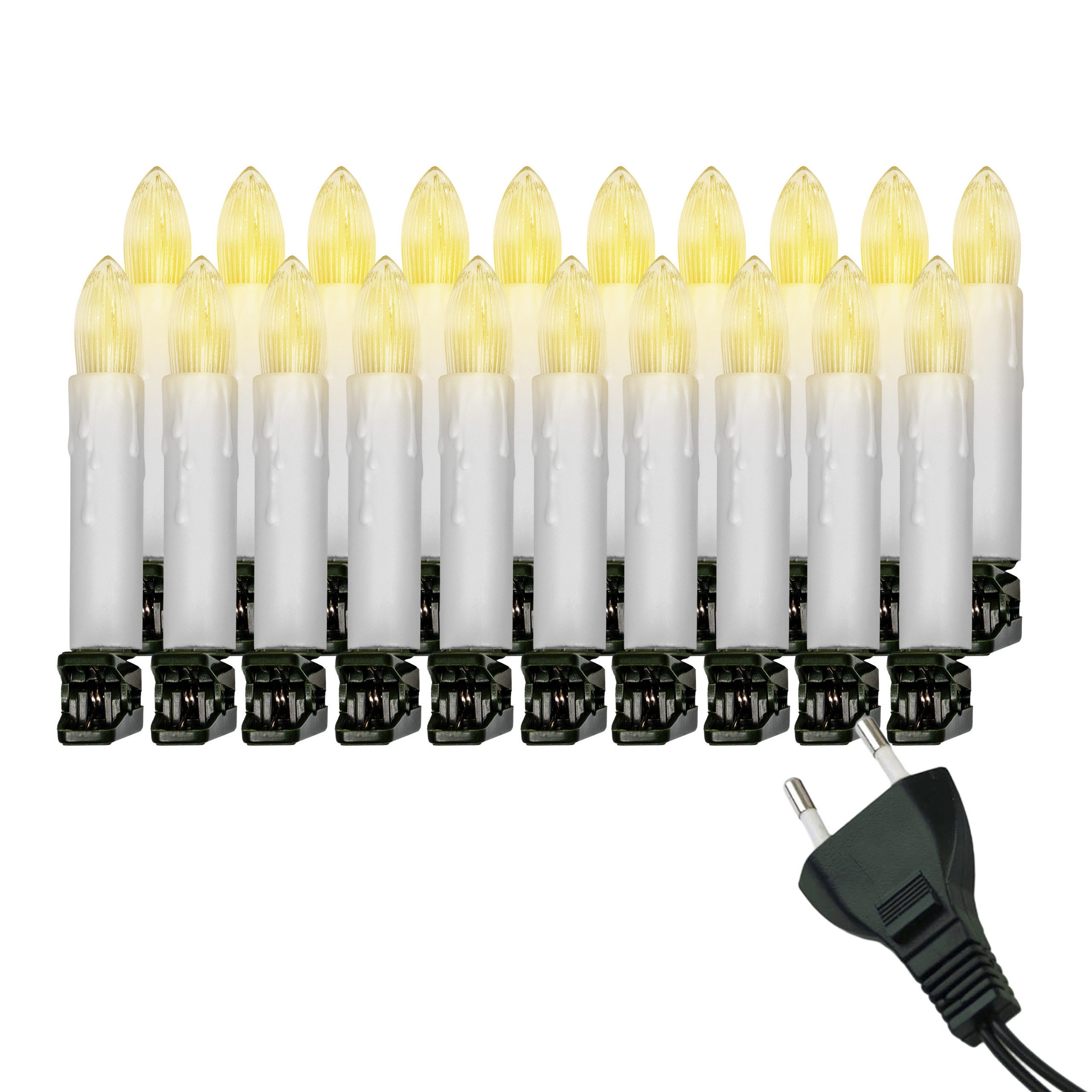 IC Winterworld LED-Lichterkette Retro LED Weihnachtsbaum-Lichterkette mit Filament-Kerzen, E10 Birne, 20-flammig, warm-weiß, 230V, nostalgische Weihnachtsbeleuchtung für Innen