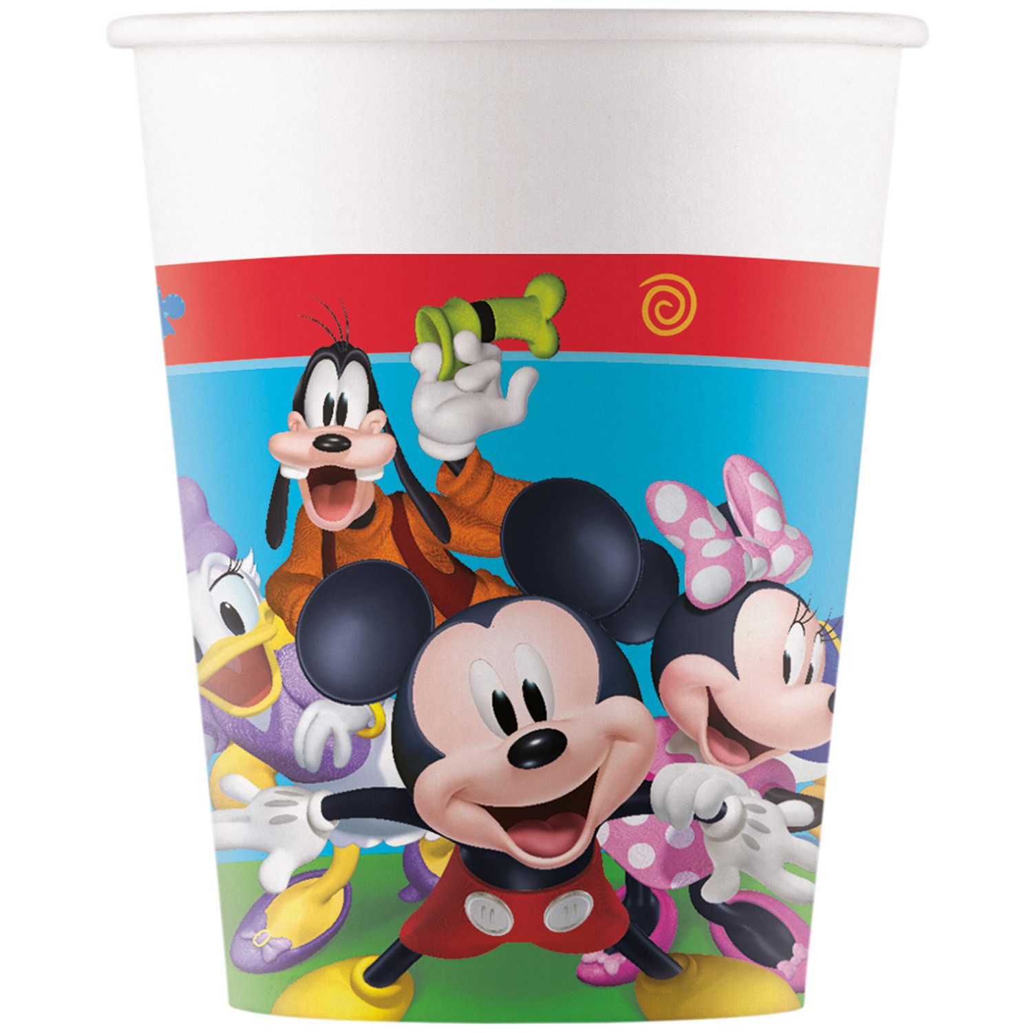 Procos Einwegbecher Pappbecher Mickey 200 ml, 8 Stück FSC, Papier, Pappe