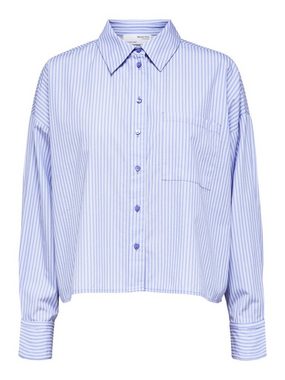 SELECTED FEMME Blusenshirt Cropped Basic Bluse Langarm Hemd aus Baumwolle SLFREKA (1-tlg) 4186 in Blau