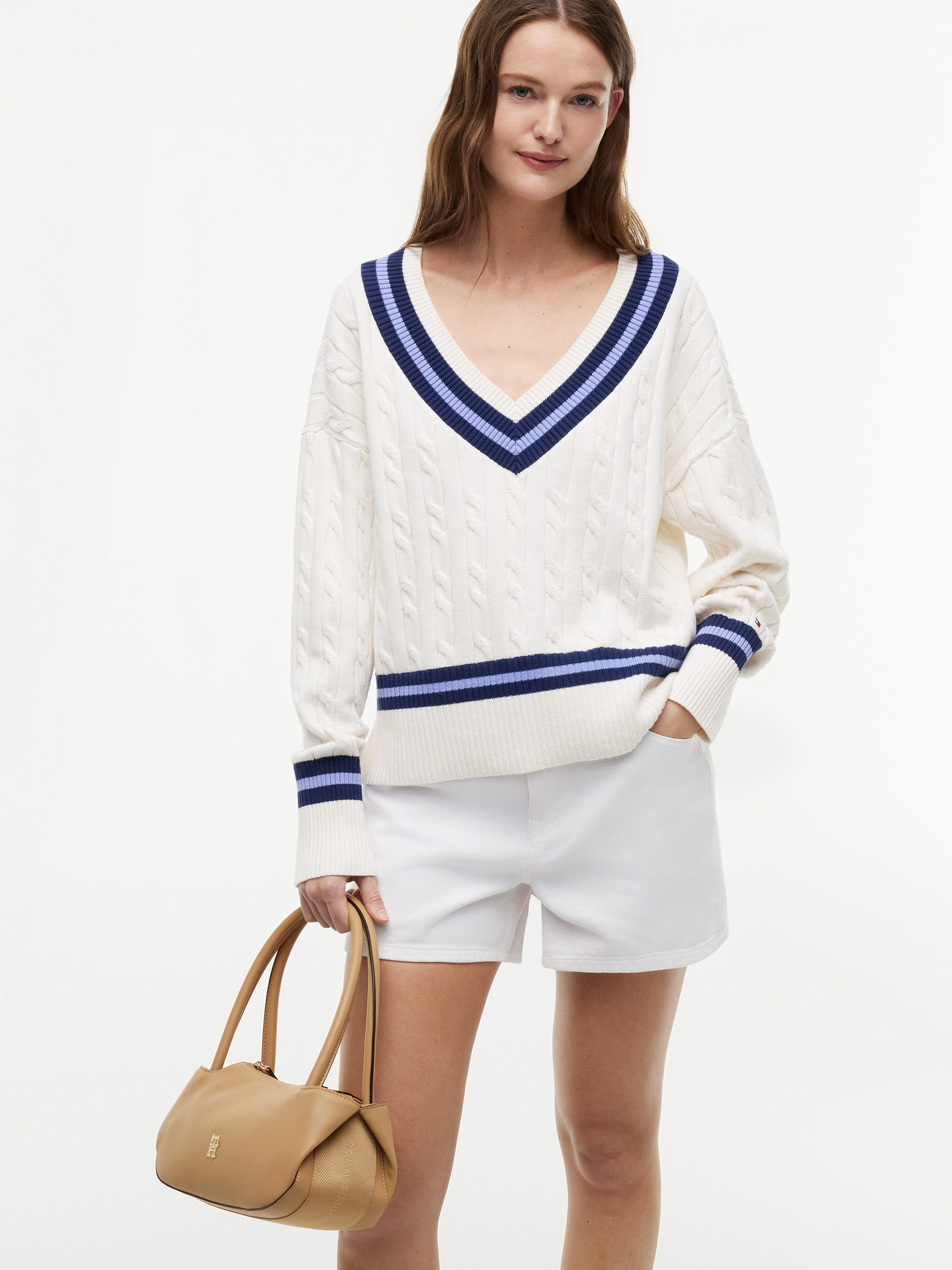 Tommy Hilfiger Henkeltasche TH LOGOTAPE SHOULDER BAG, Damen Handtasche mit doppeltem Tragegriff