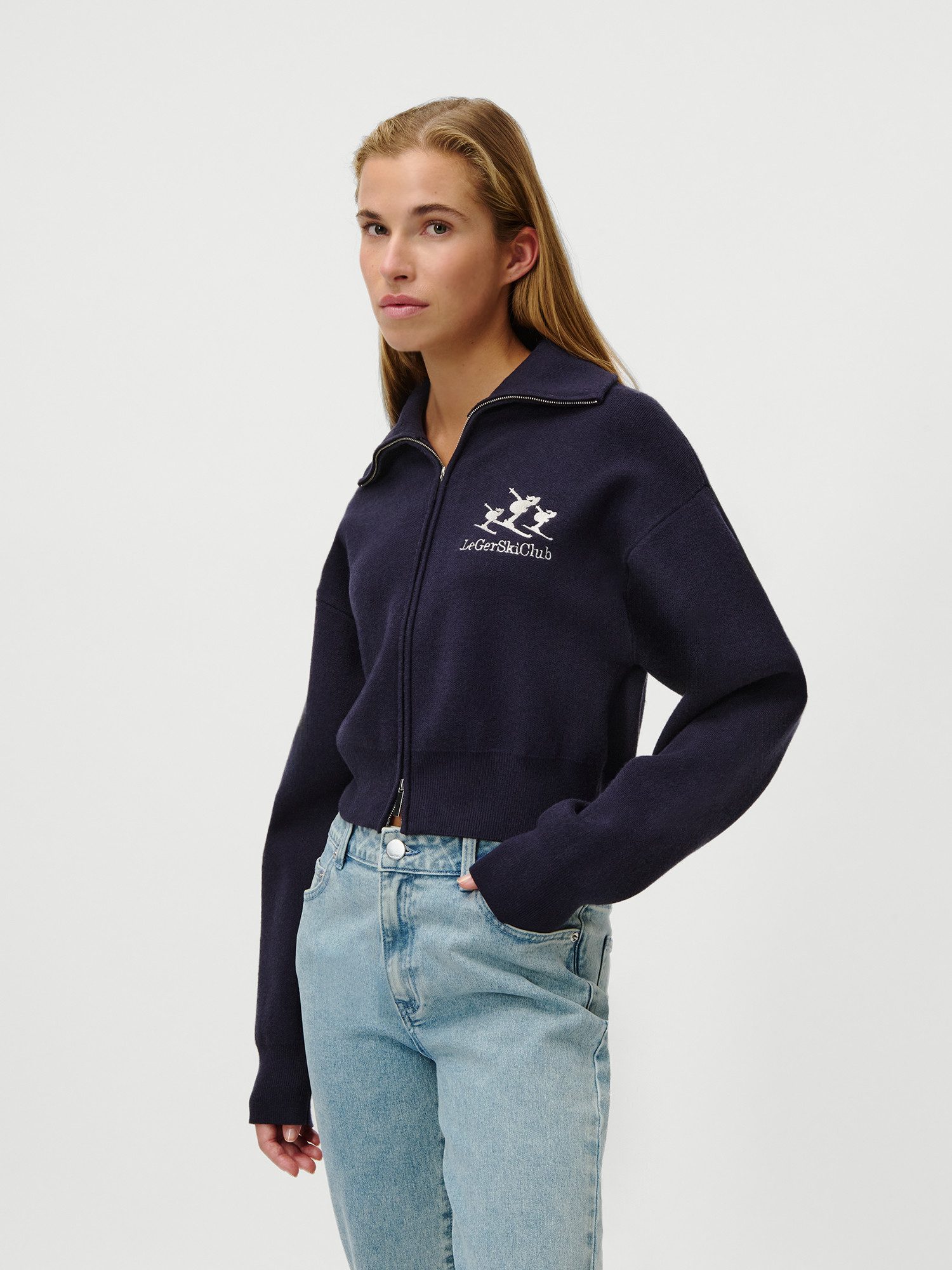 LeGer Strickjacke Jaden, LeGer by Lena Gercke kurze Form, 2-Wege-Reißverschluss