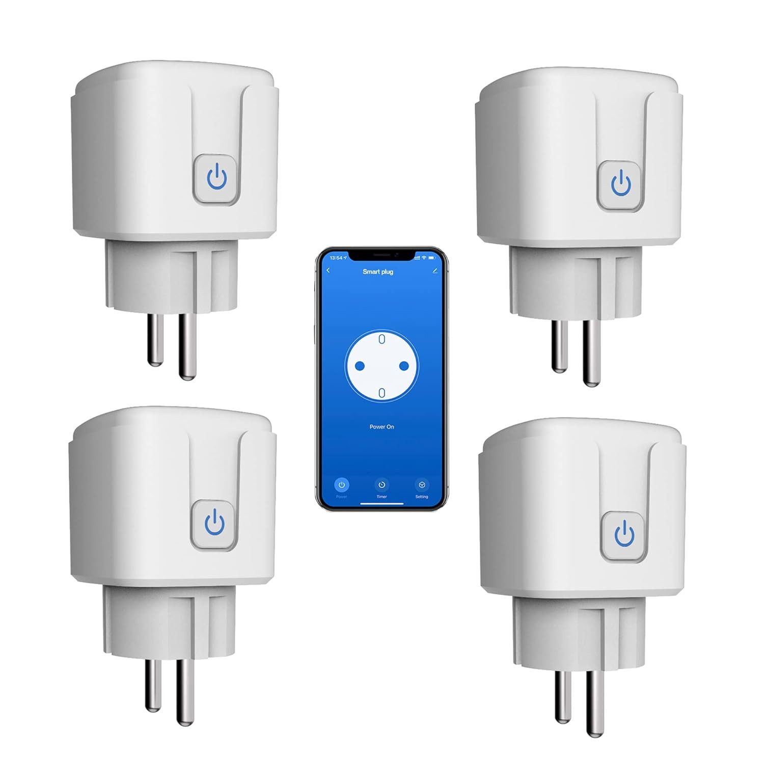 FELIXLEO AC-Verteilerblock Smart Plug Wifi Steckdose 16A Timer Energiemonitor Alexa 4 Pack (1-St)