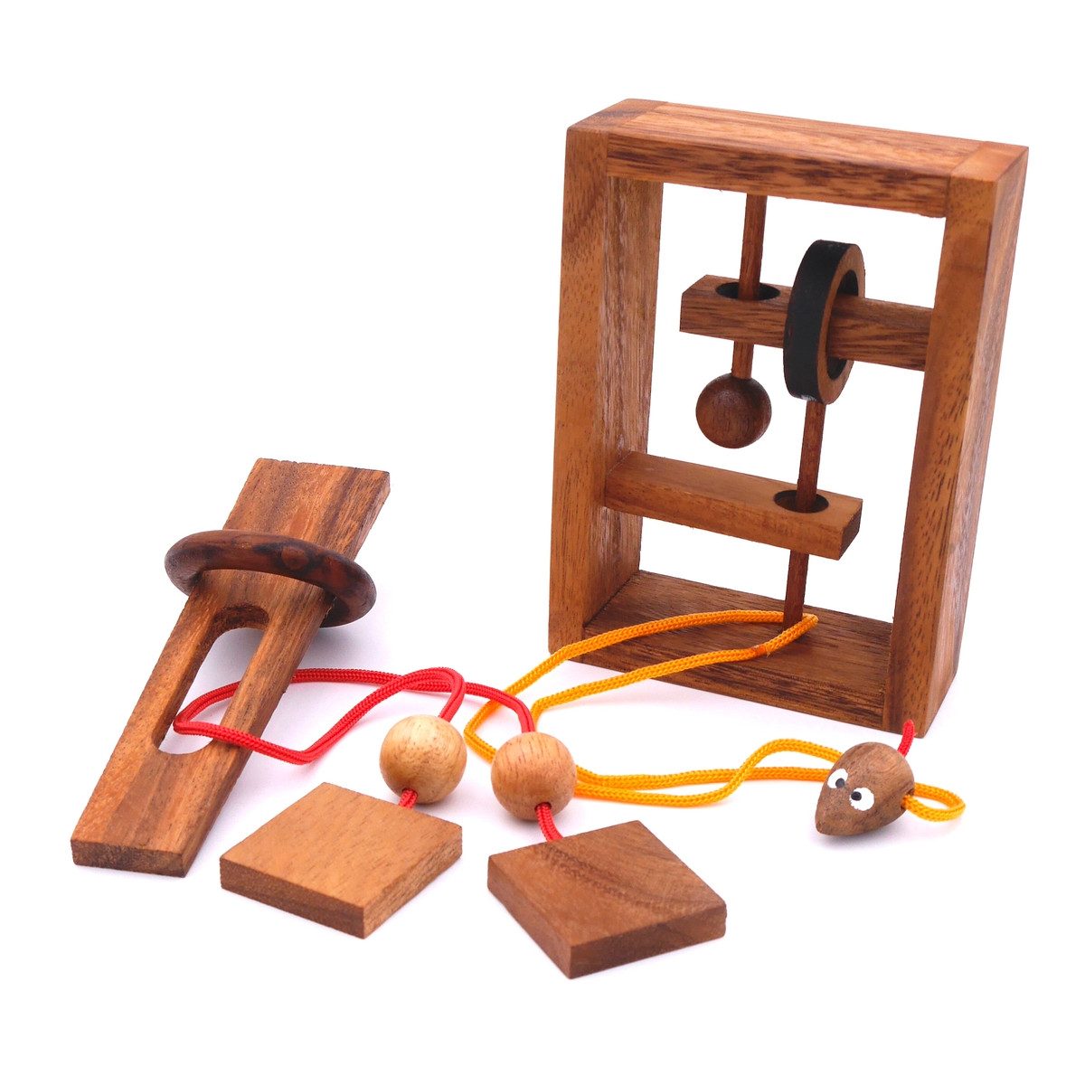 ROMBOL Denkspiele Spiel Seilpuzzle-Set mit unterschiedlichen, kniffligen Denkspielen, Knobelspiel, Holzspiel