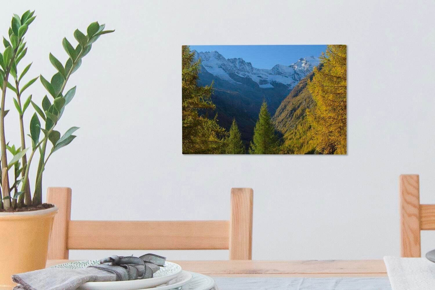 Leinwandbilder, Italien Wanddeko, OneMillionCanvasses® 30x20 blauem in cm St), (1 Himmel, unter Wandbild Aufhängefertig, Gran-Paradiso-Nationalpark Leinwandbild Der