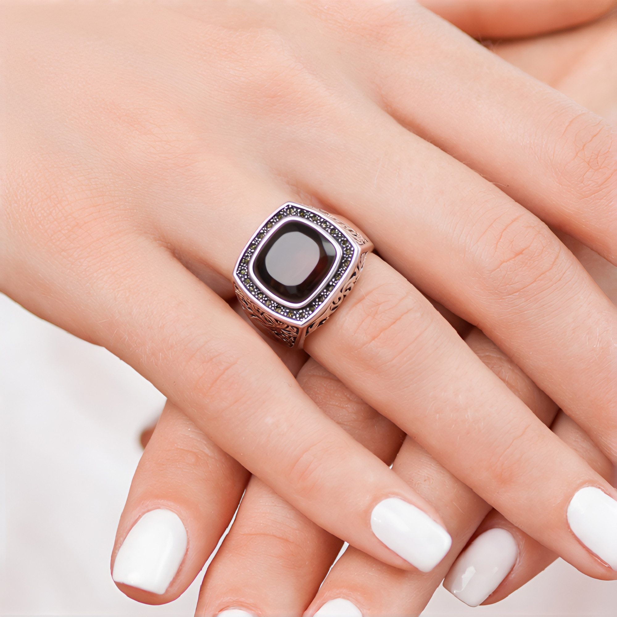 Cavill Silberring eleganter Perlmutt-Silberring mit 0,34 ct Markasit, Sterlingsilber (1-tlg)