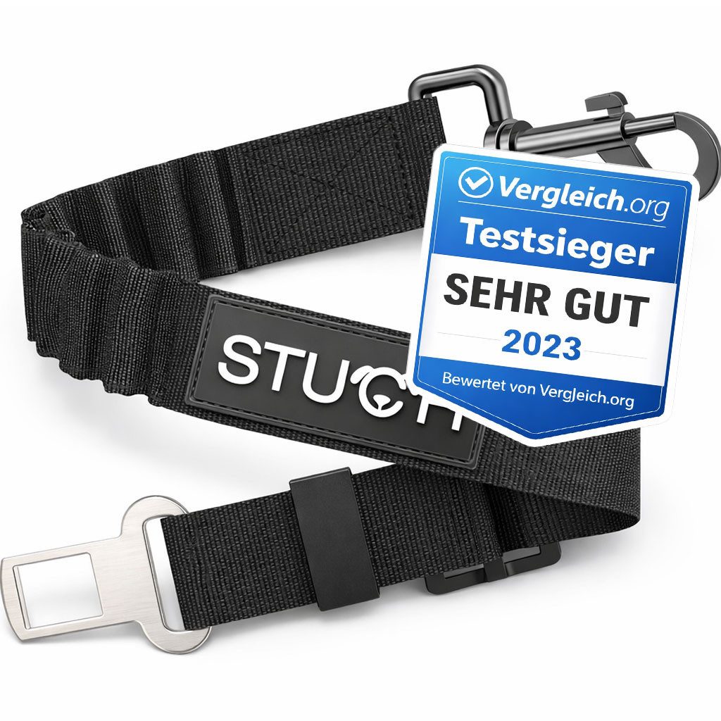 STUCH Autohundegeschirr Universeller Bungee Sicherheitsgurt für Hunde -Passend für alle Autos, Nylon, Längenverstellbar 60-80cm, Universell für jede Hunderasse