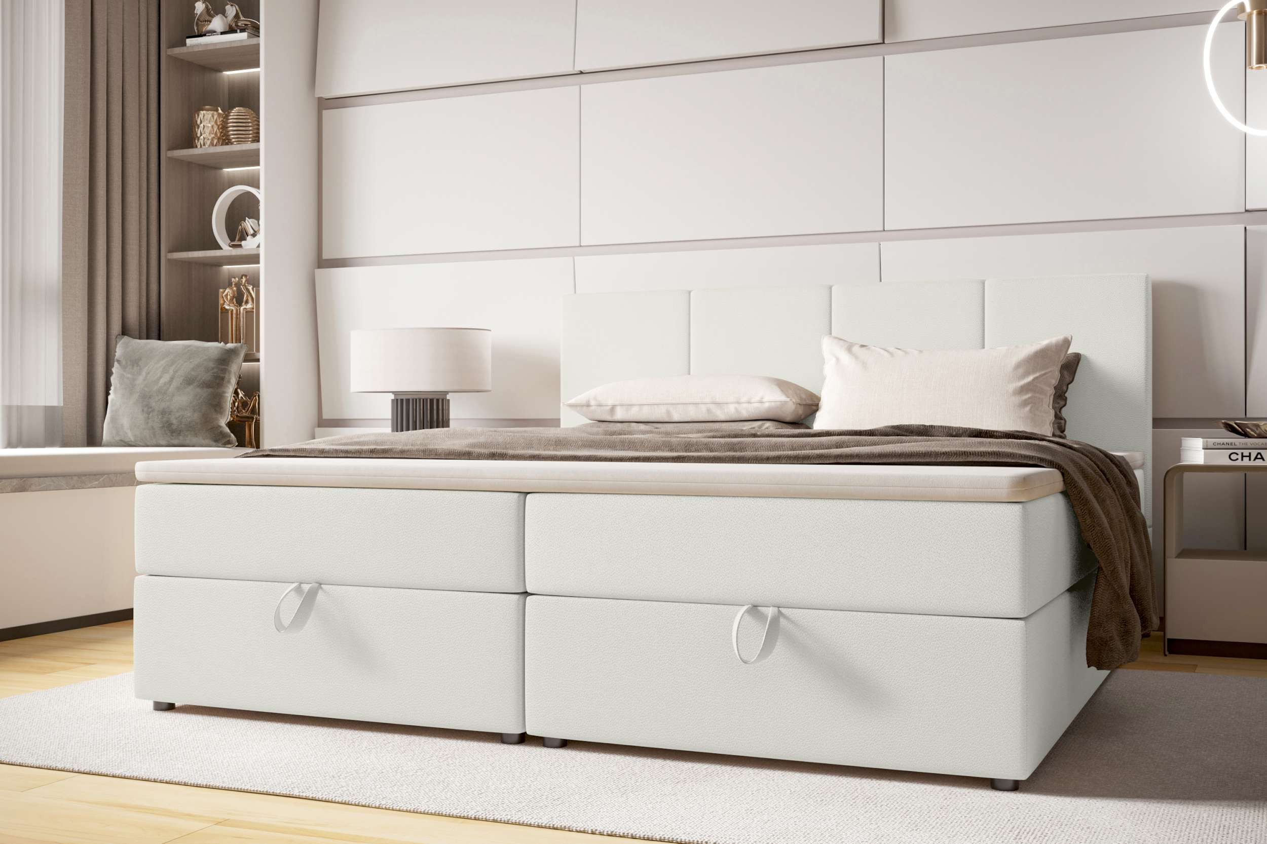 99rooms Boxspringbett Alvaro (Schlafzimmerbett, Bett), 140/160/180x 200 cm, mit Topper, Bonellfederkern, Kopfteil gepolstert