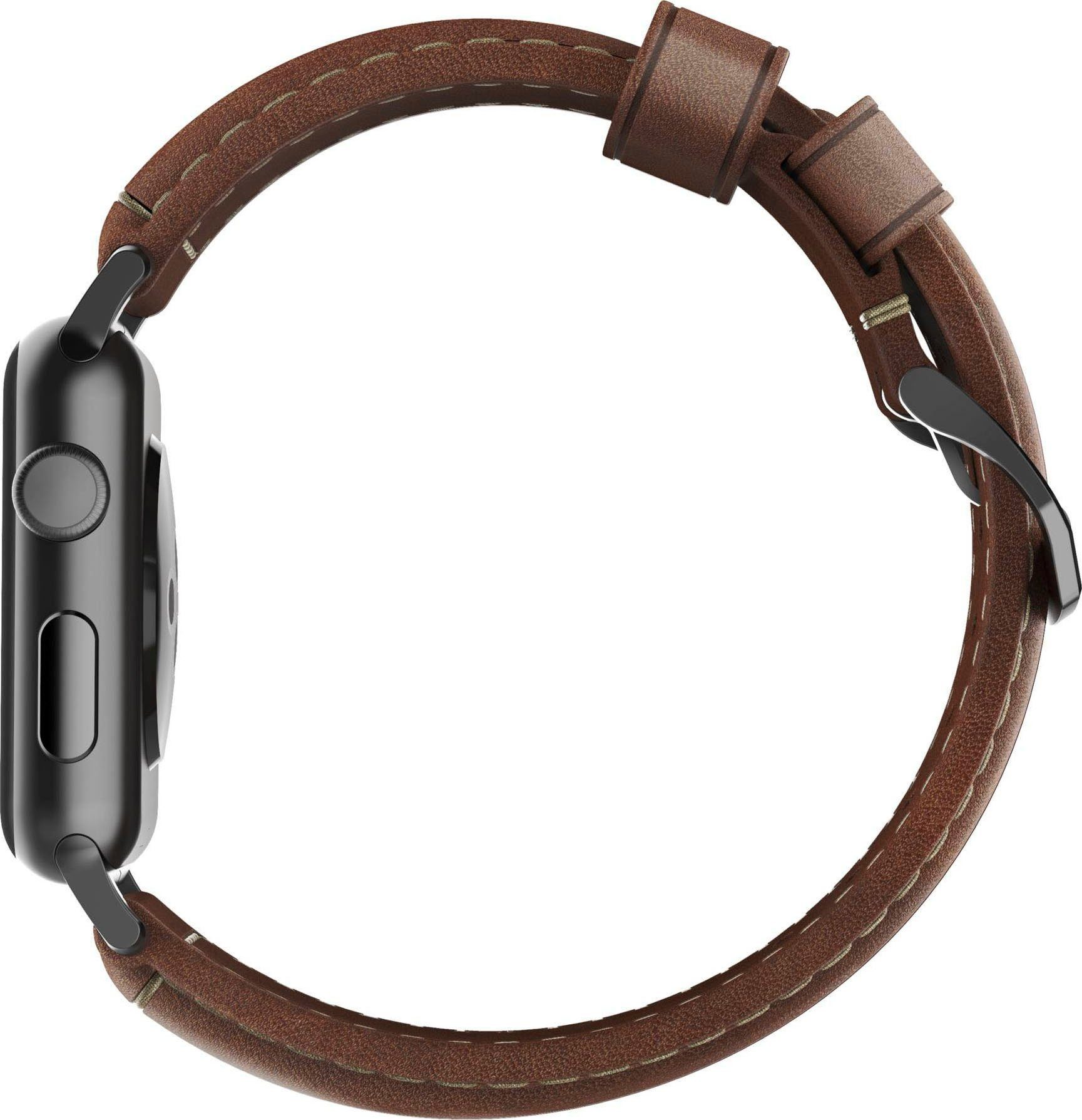 Lthr. Connect. Trad. 42/44/45/49mm Strap Nomad Smartwatch-Armband Brown