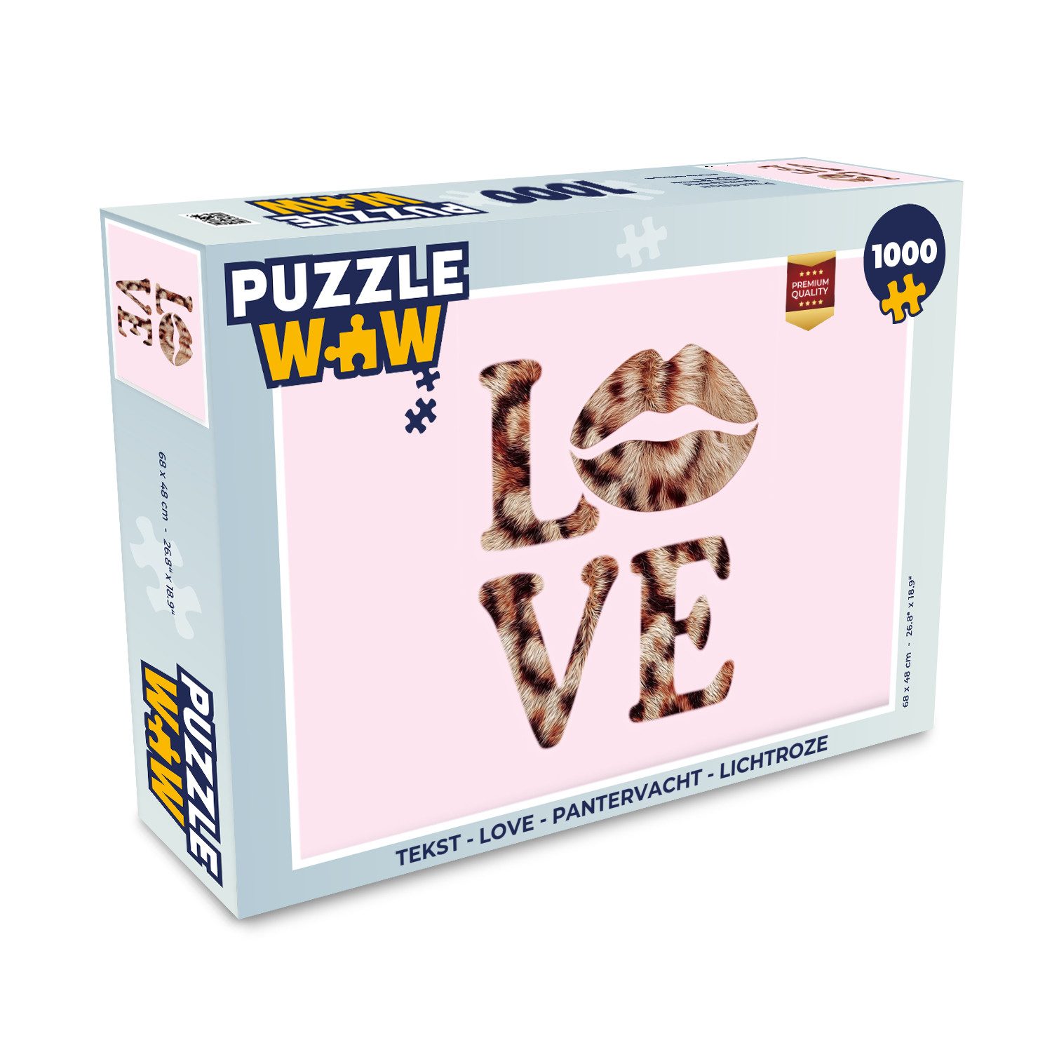 MuchoWow Puzzle Text - Liebe - Panthermantel - Hellrosa, 1000 Puzzleteile, Foto-Puzzle, Bilderrätsel, Puzzlespiele, Klassisch