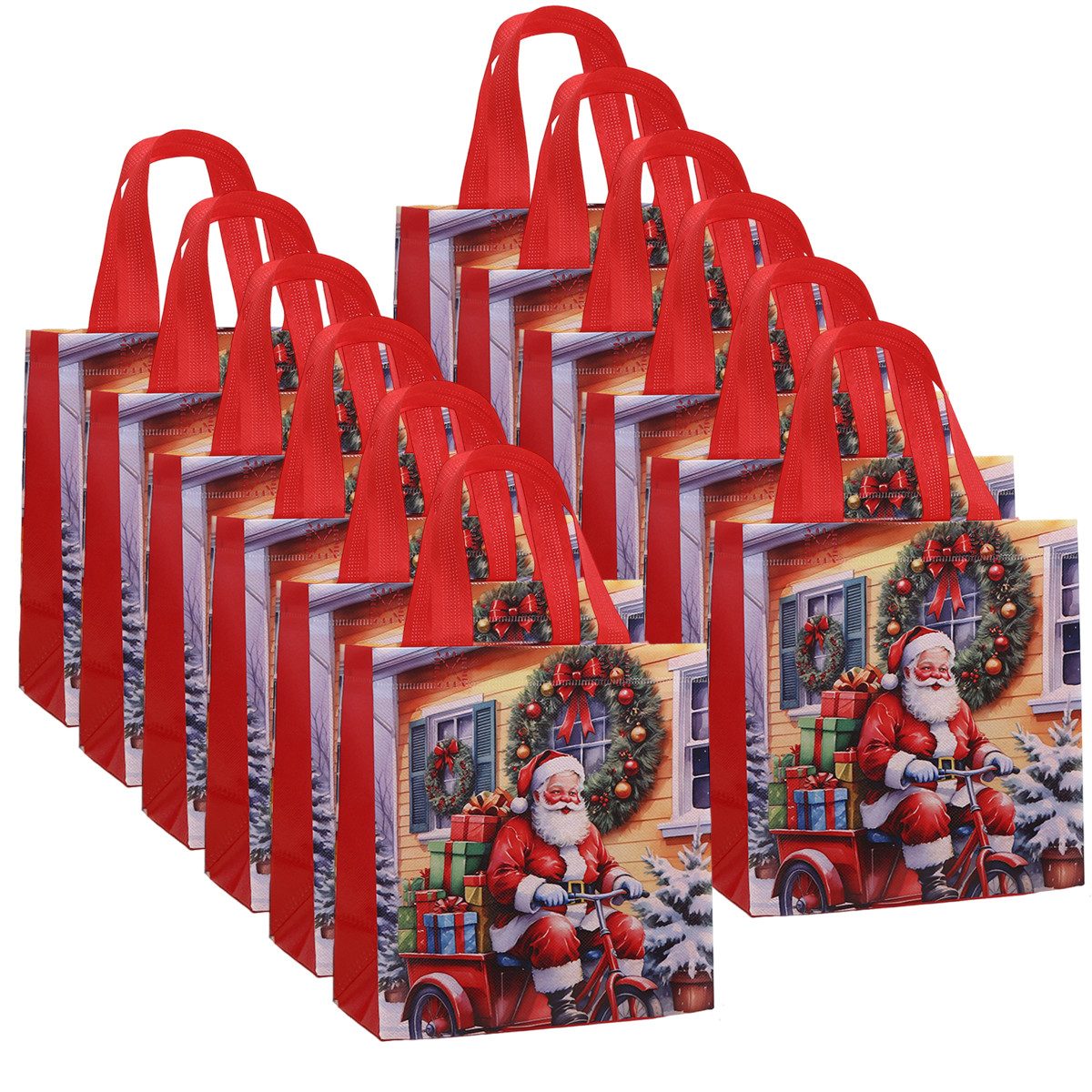 Coonoor Упаковочная бумага 12er-Pack Weihnachtsgeschenktaschen, wasser- und schmutzabweisende, (12St), Tragetaschen für Weihnachtseinkäufe und Geschenkverpackungen