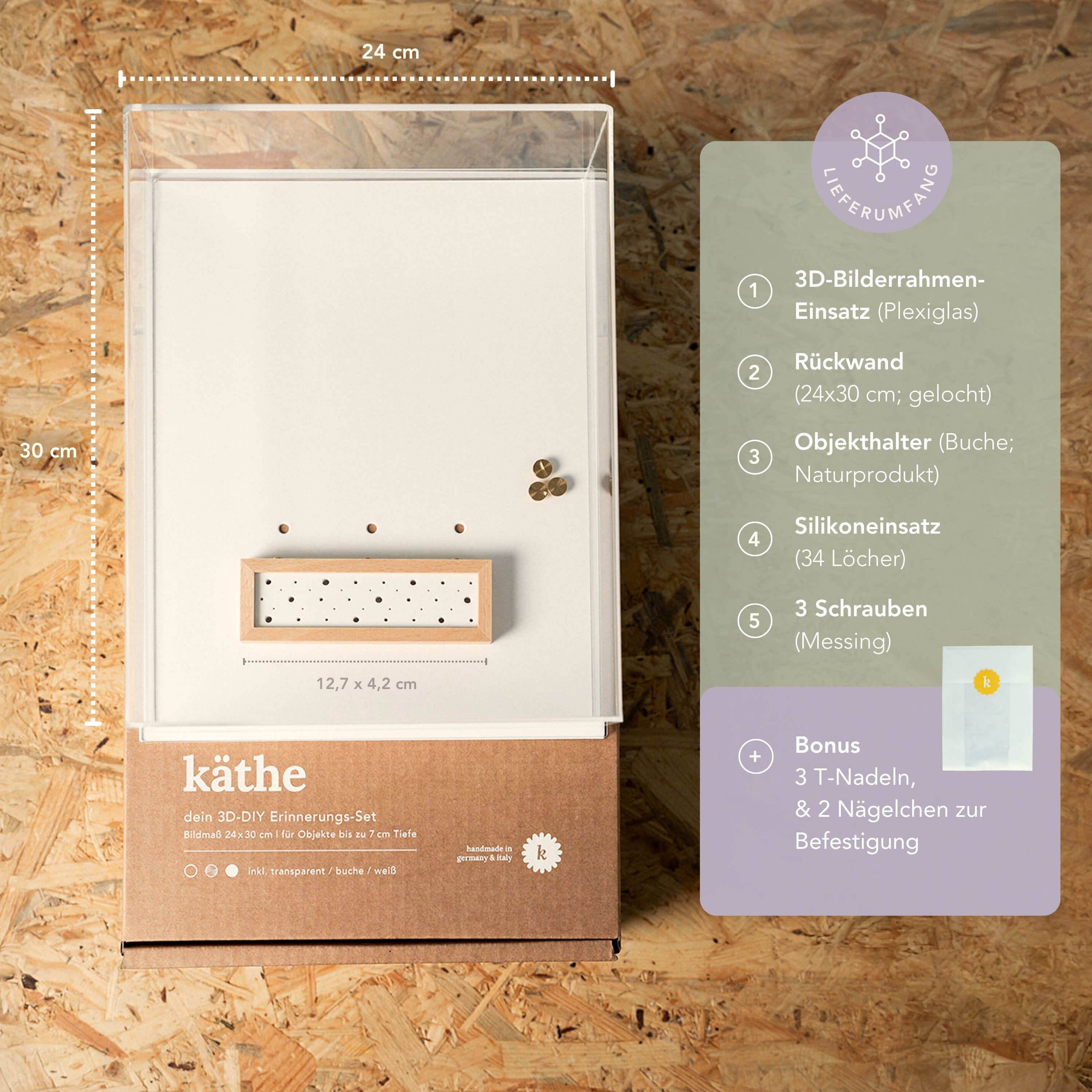 krasspedia Bilderrahmen käthe DIY-Set 24x30 cm, Bilderrahmen zum Befüllen, Geschenk Geburt, (Set), Bildmaß 24x30 cm