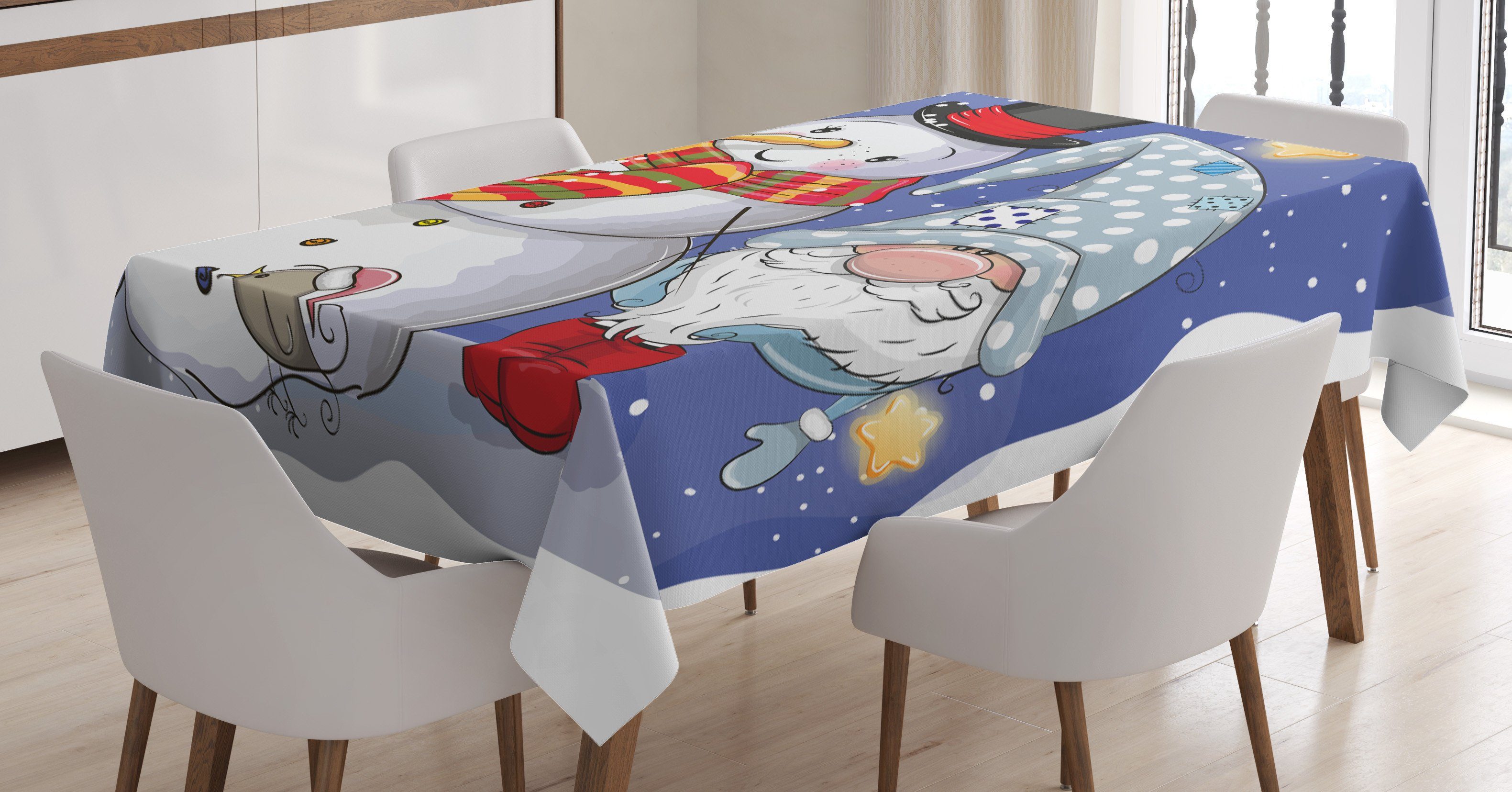 geeignet Farbfest Tischdecke lustige Bereich Abakuhaus den Schneemann Waschbar Gnome Außen und Für Weihnachten Farben, Klare