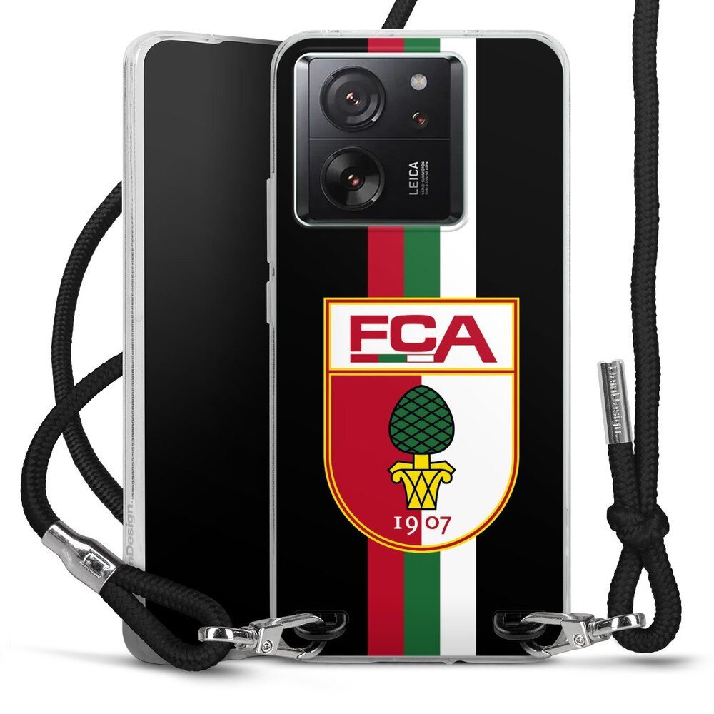 DeinDesign Handyhülle FC Augsburg FCA Offizielles Lizenzprodukt FC Augsburg Streifen, Xiaomi 13T Pro Handykette Hülle mit Band Case zum Umhängen