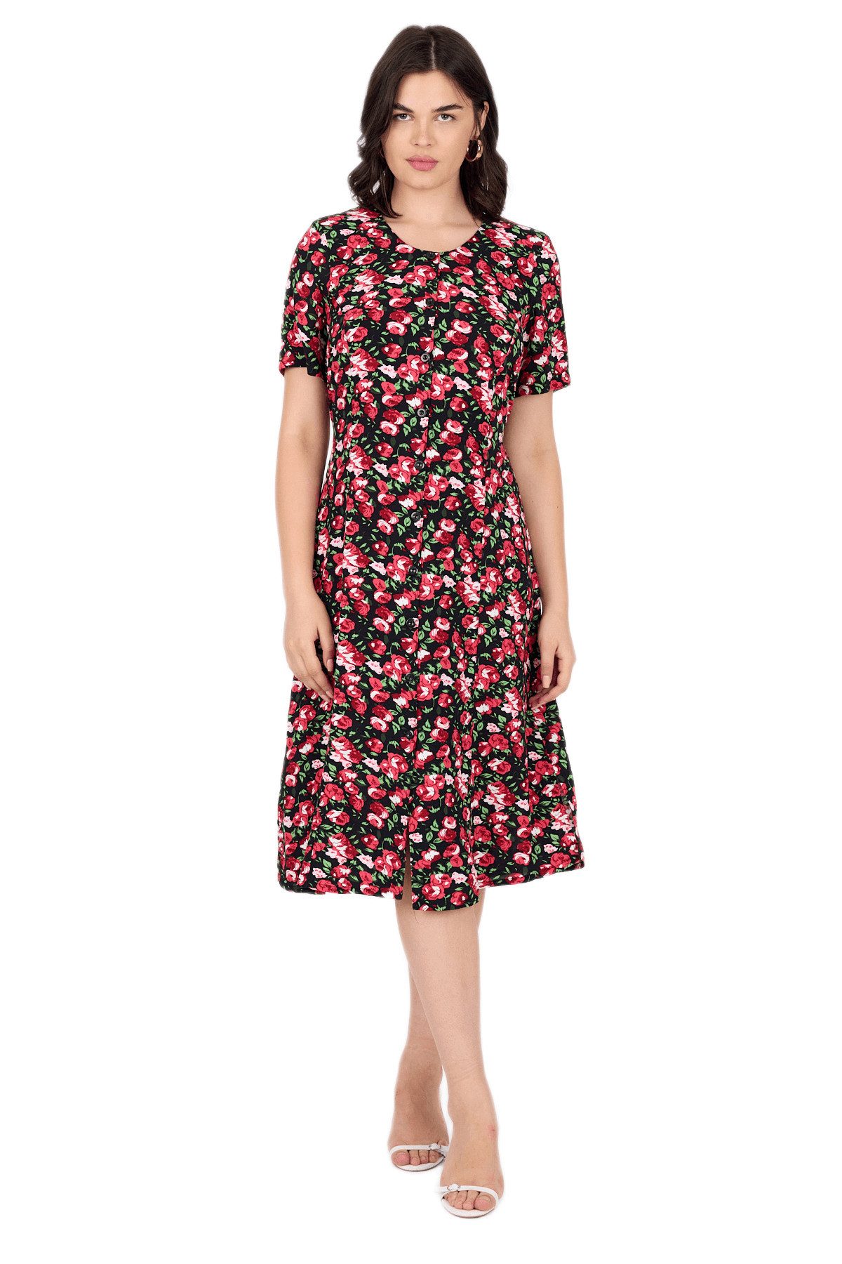 Phistan Midikleid Damenkleid aus Webstoff