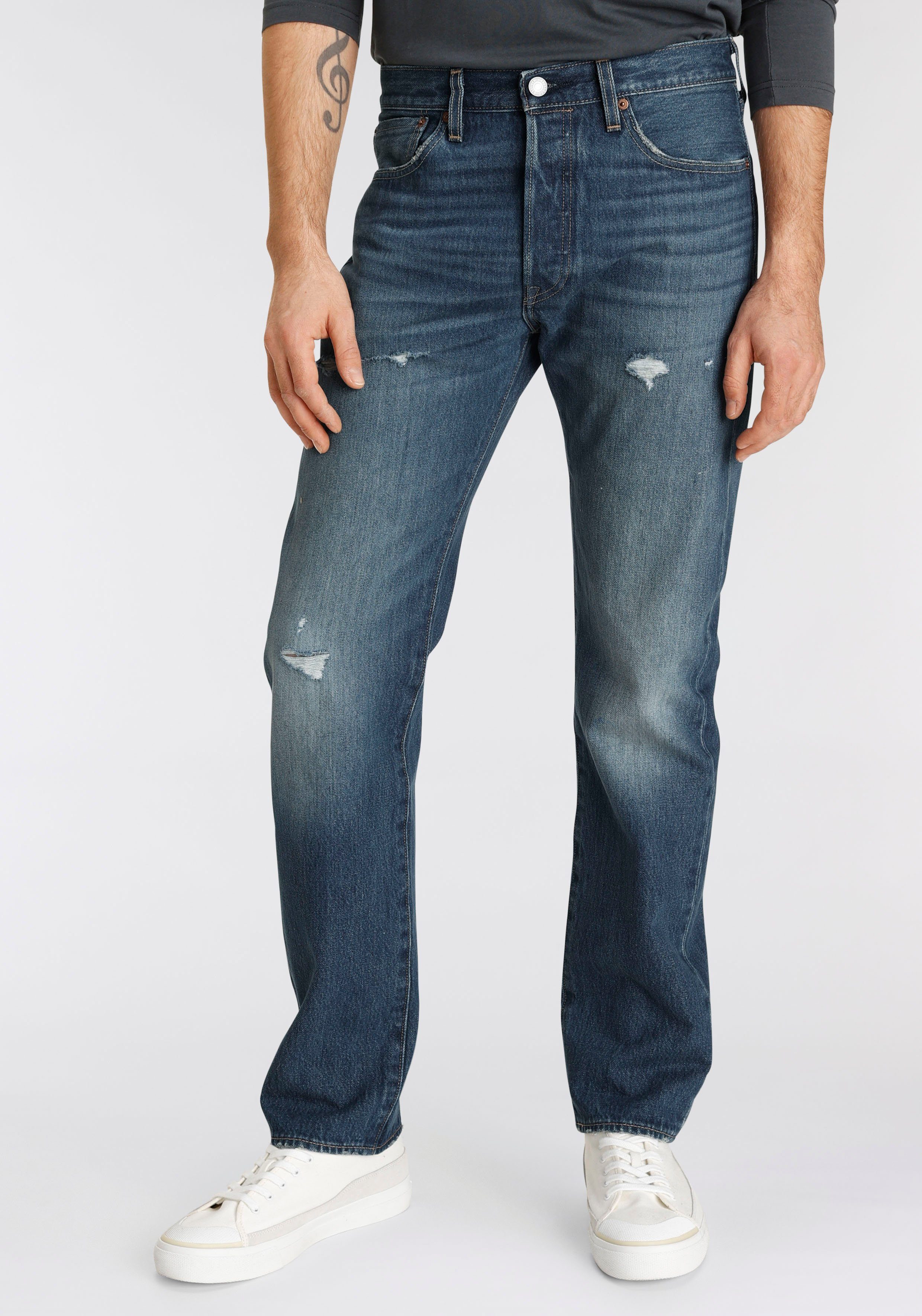 Levi's® Destroyed-Jeans 501 VI'S ORIG mit Markenlabel MEDIUM INDIGO DESTRUCTED