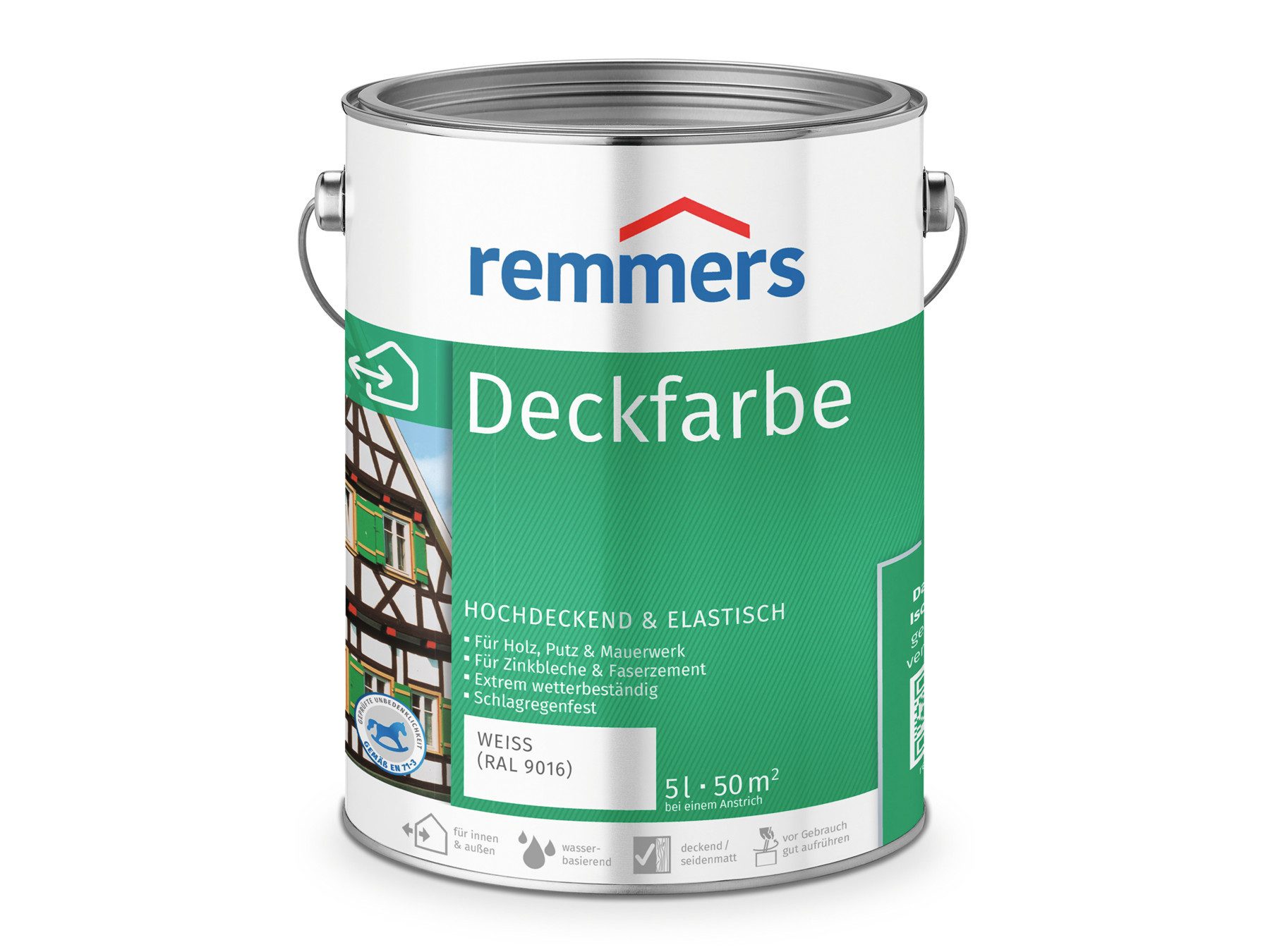 Remmers Wetterschutzfarbe Deckfarbe 5 Liter, für viele Untergründe, hochdeckend, wetterfest