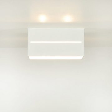 Licht-Erlebnisse Deckenleuchte CAMILLIA, LED wechselbar, Warmweiß, Deckenlampe Weiß L:20cm eckig Aluminium 2xG9 Wohnzimmer Küche