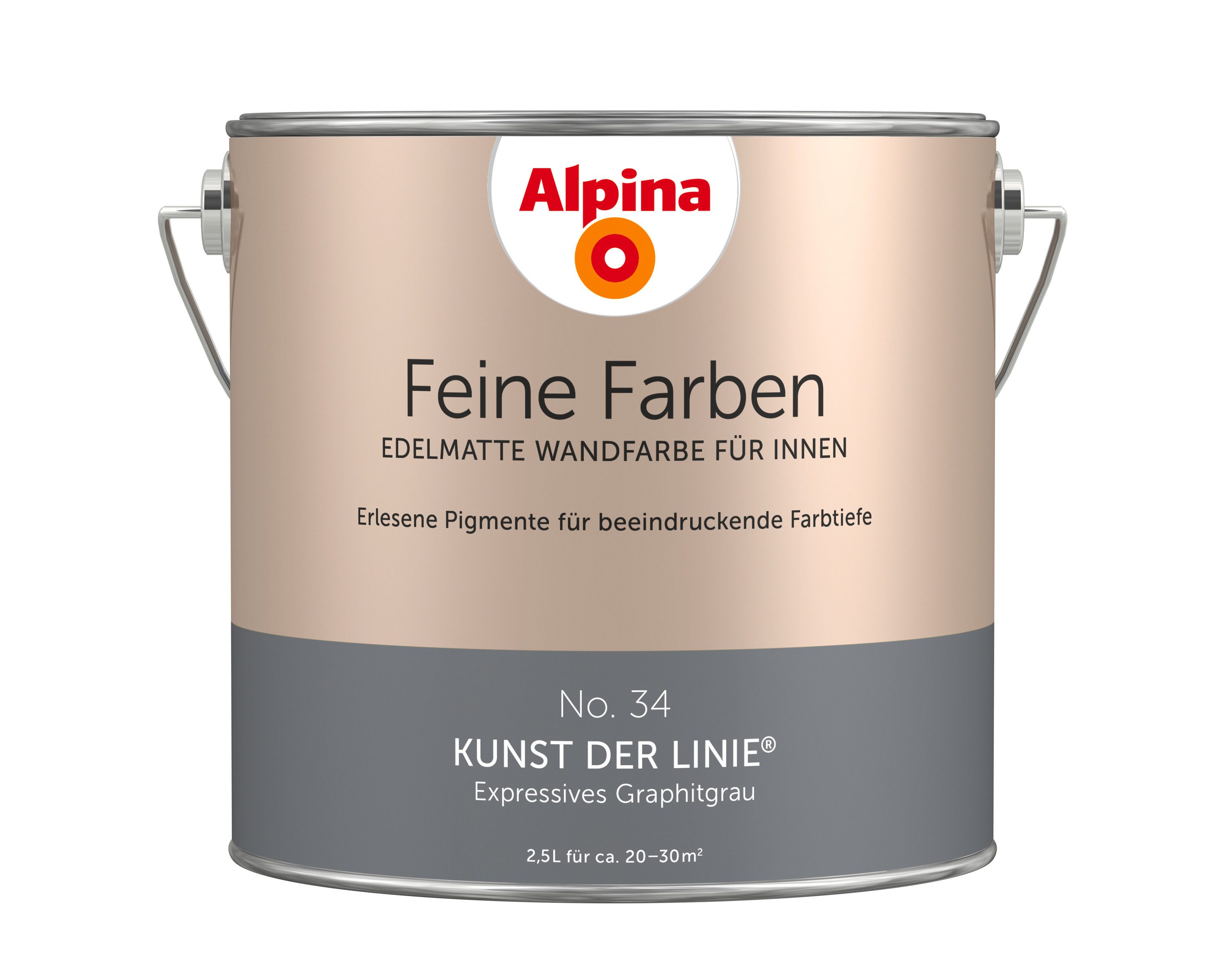 Wandfarbe Alpina Feine Farben edelmatt 2,5 Liter - Farbfamilie Grau