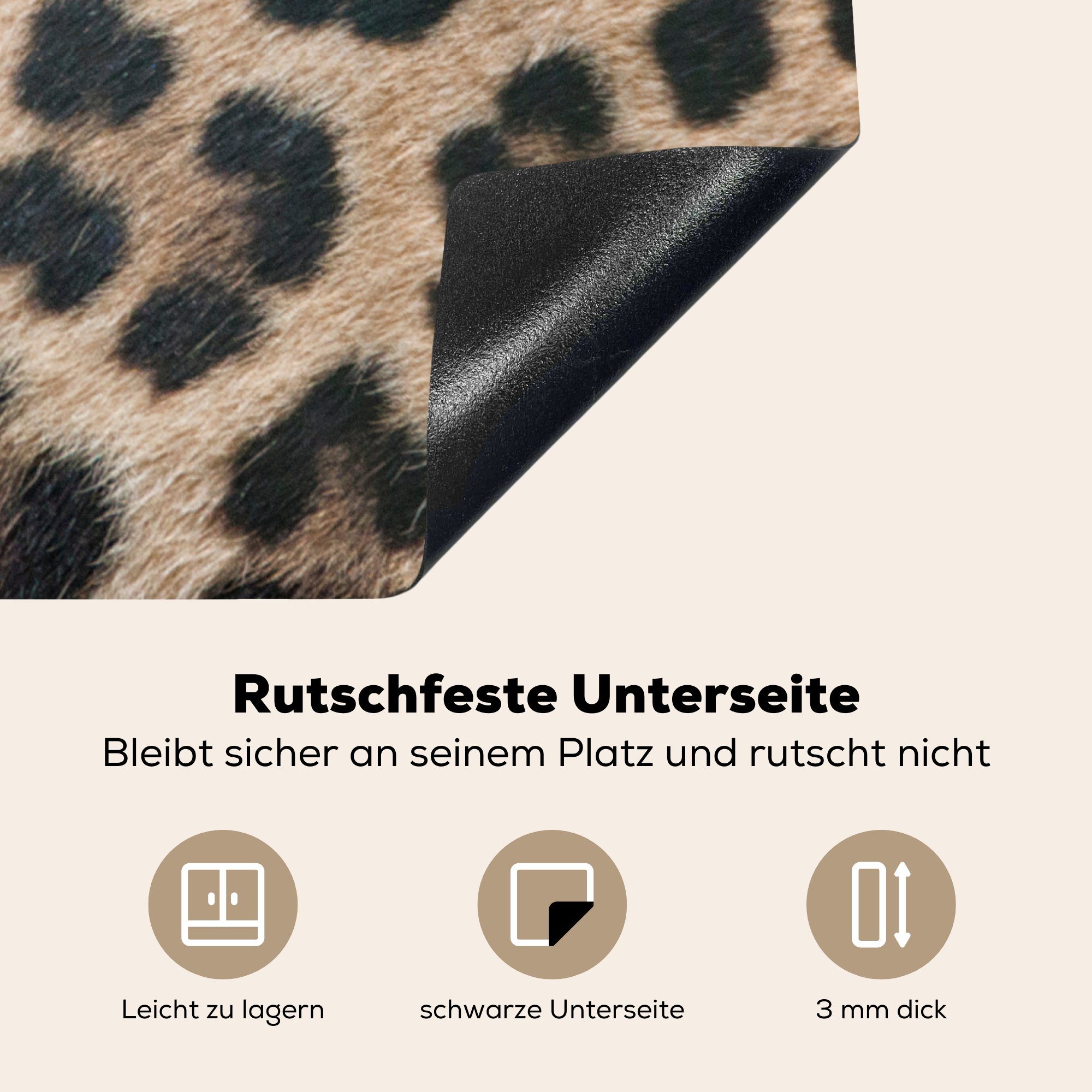 Arbeitsfläche cm, Ceranfeldabdeckung tlg), MuchoWow Herdblende-/Abdeckplatte Mobile Vinyl, nutzbar, (1 Leopardenmuster, 60x52