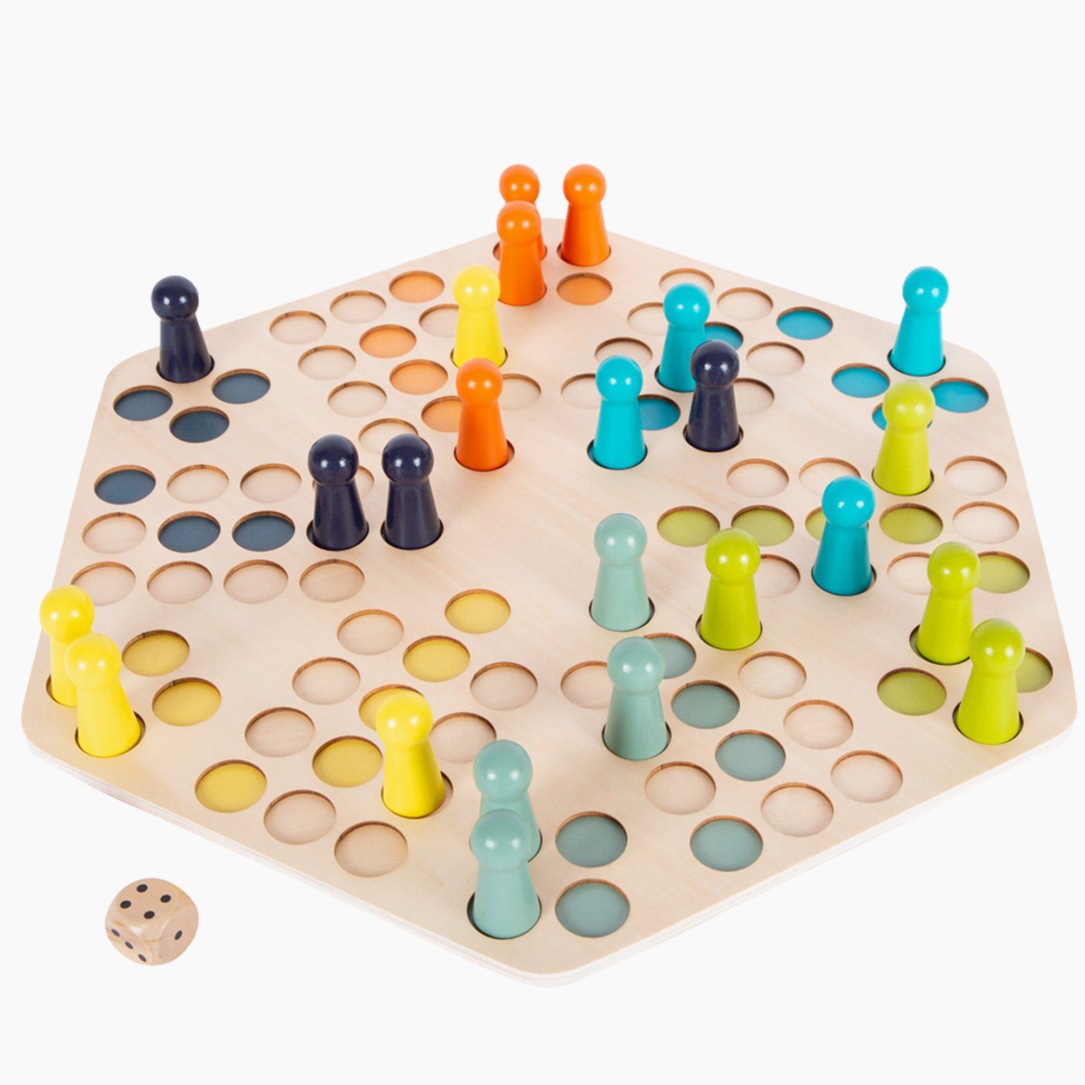 Small Foot Spielesammlung, Geselschaftsspiel Ludo xxl für 6 Spieler, überzeugt durch sein XXL-Format mit extra großen Figuren