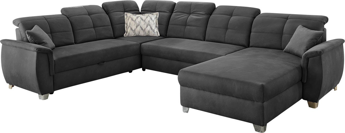 Jockenhöfer Gruppe Wohnlandschaft Livorno U-Form, B: 354 cm, mit Schlaffunktion, Bettkasten, Kopfteilverstellung & Zierkissen – Bild 2 von 5