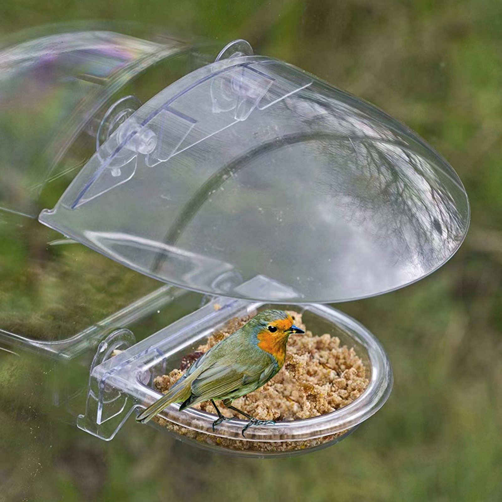 HTI-Living Futterspender Vogelfutterhaus Nessa transparent 2-teilig, Futterspender Kunststoff mit Saugnäpfen