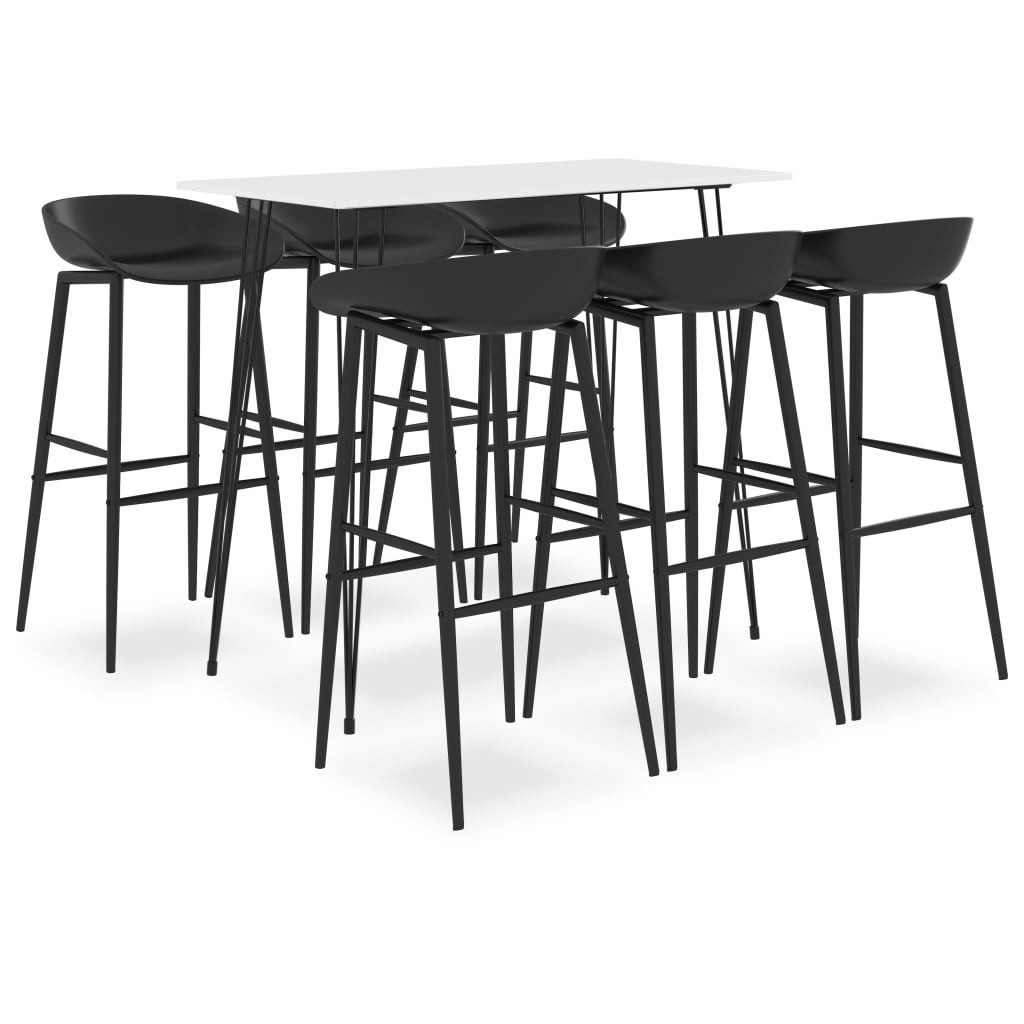 furnicato Bargruppe Bar-Set 120x60x105 cm Weiß-Schwarz, (1-tlg), Ergonomische Tresenstühle mit Rückenlehne für dein Restaurant