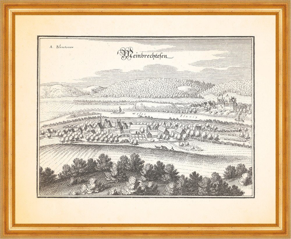 Kunstdruck Meinbrechtesen Meinbrexen Weser Weserbergland Rittergut Merian 0410 Ge