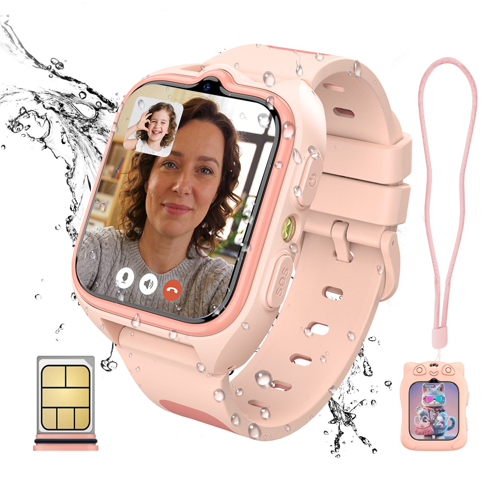 blackview 4G-Kinderuhr: HD-Videoanrufe, GPS+WiFi-Ortung, IP68 & 800mAh Smartwatch, 1,75", GPS+LES+WiFi, 4G-LTE, IP68, SOS, 800mAh, Knips-Freunde​