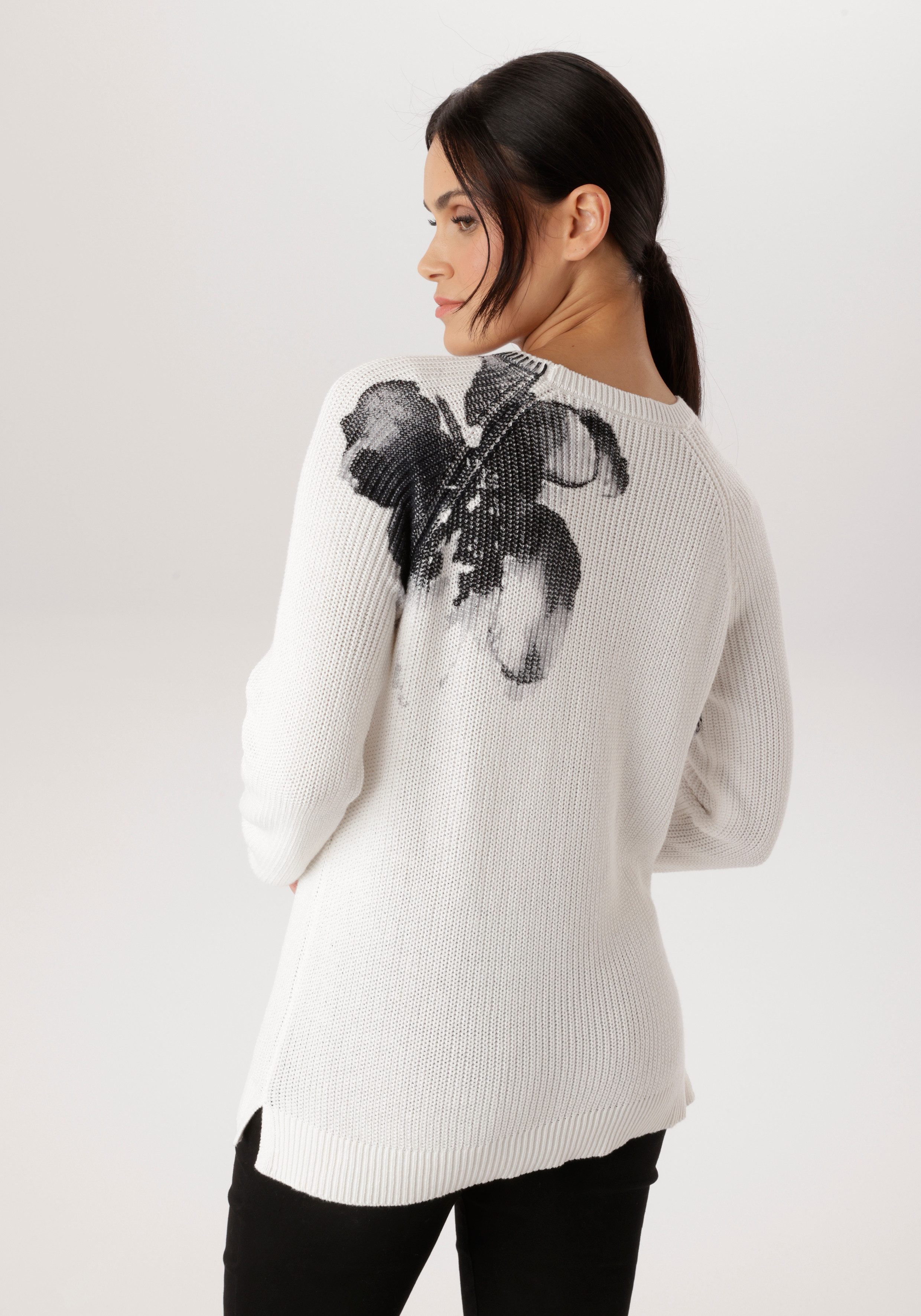 Aniston SELECTED Strickpullover aus weichem Grobstrick mit Blumendruck