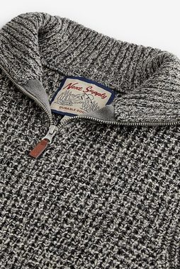 Next Troyer Strukturierter Strickpullover mit RV-Kragen (1-tlg)