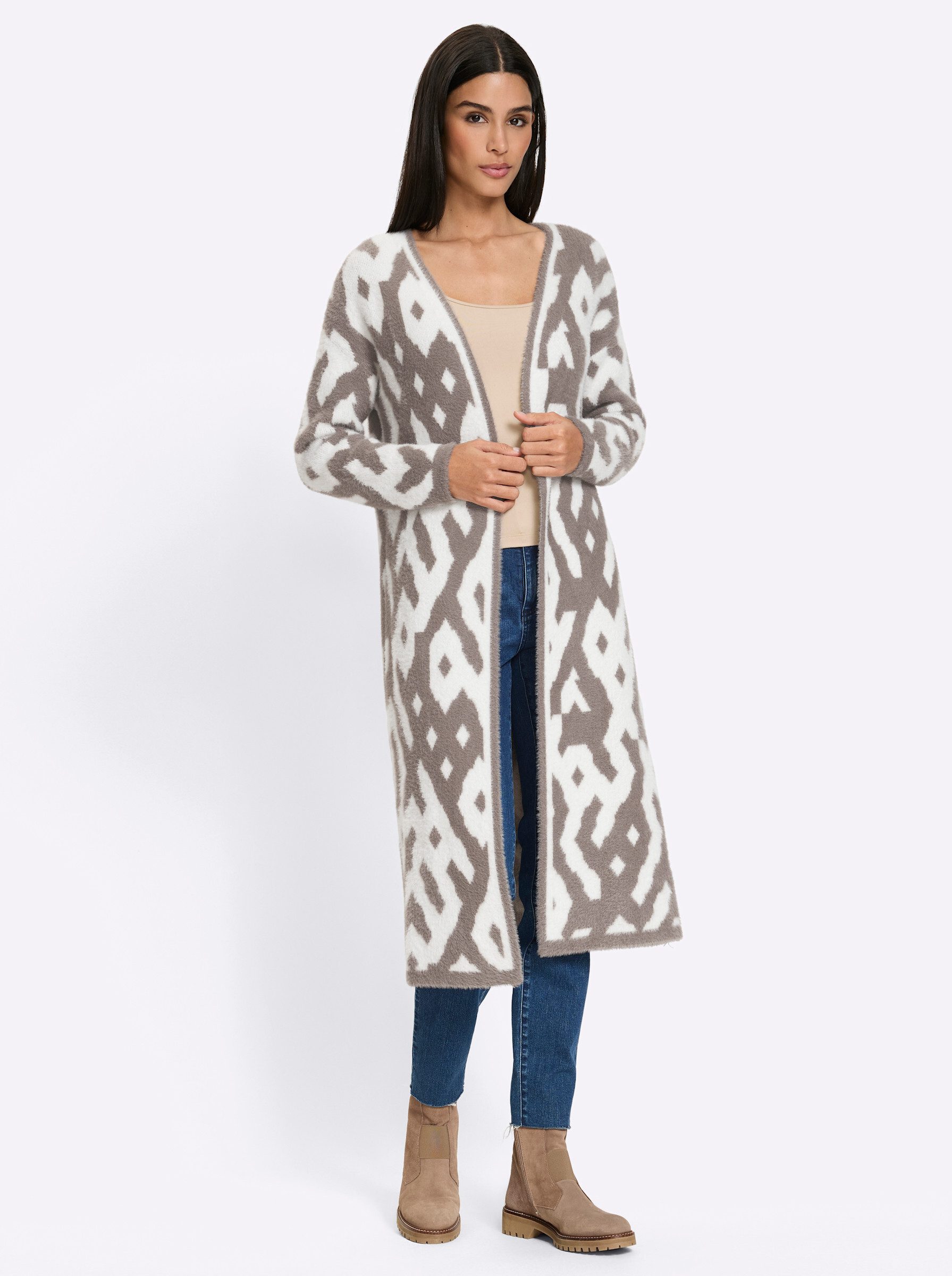 heine Strickjacke Strickmantel Langarm Jacquard