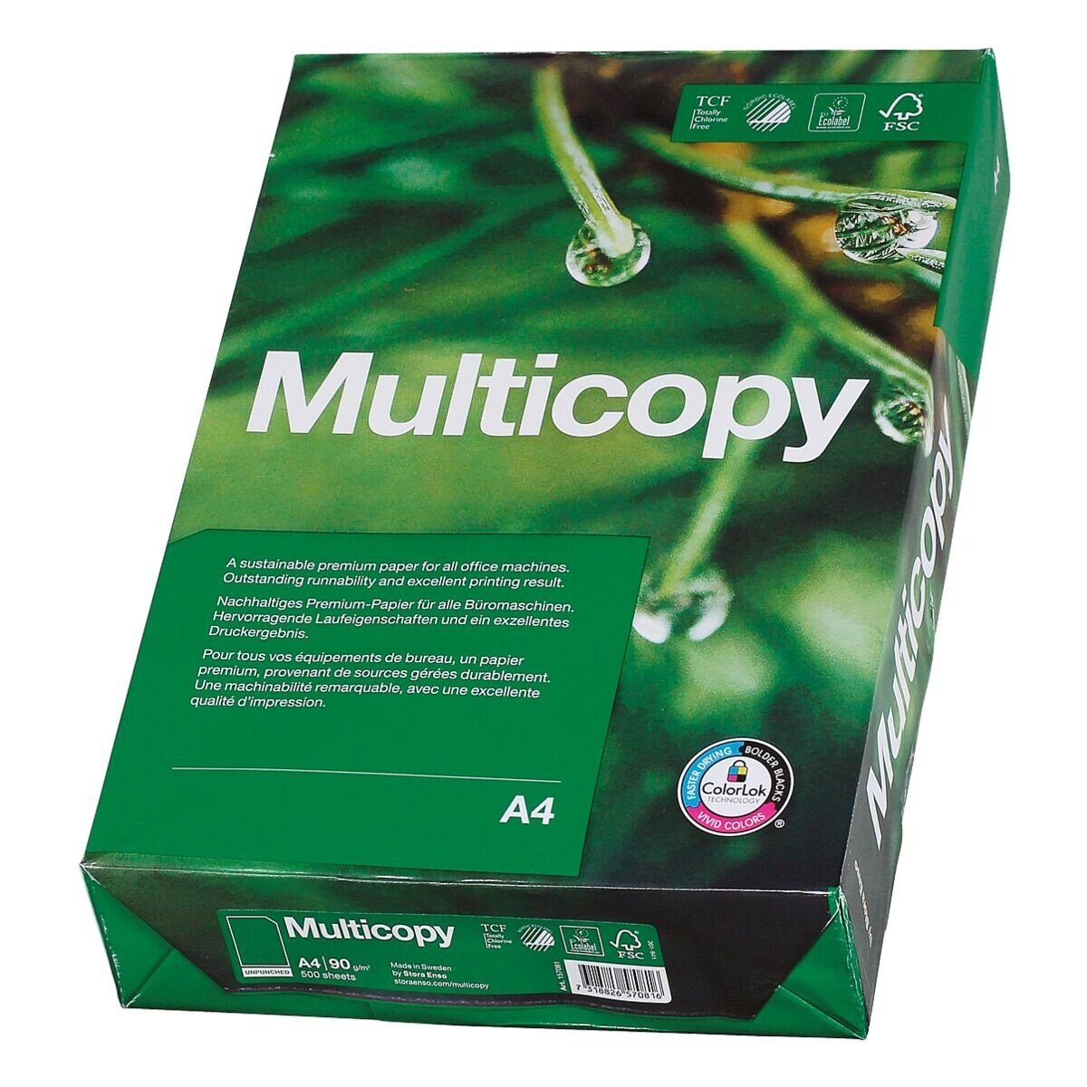 DIN 168 g/m², Format CIE, MultiCopy, Blatt Druckerpapier 90 A4, MULTICOPY 500