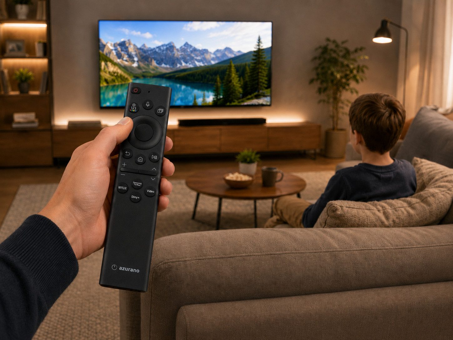 azurano Ersatz für SAMSUNG BN59-01385B, TM2280E, SOLAR Universal-Smart-TV-Fernbedienung (SAMSUNG USB-C / ECO SOLAR, Sprachfunktion)
