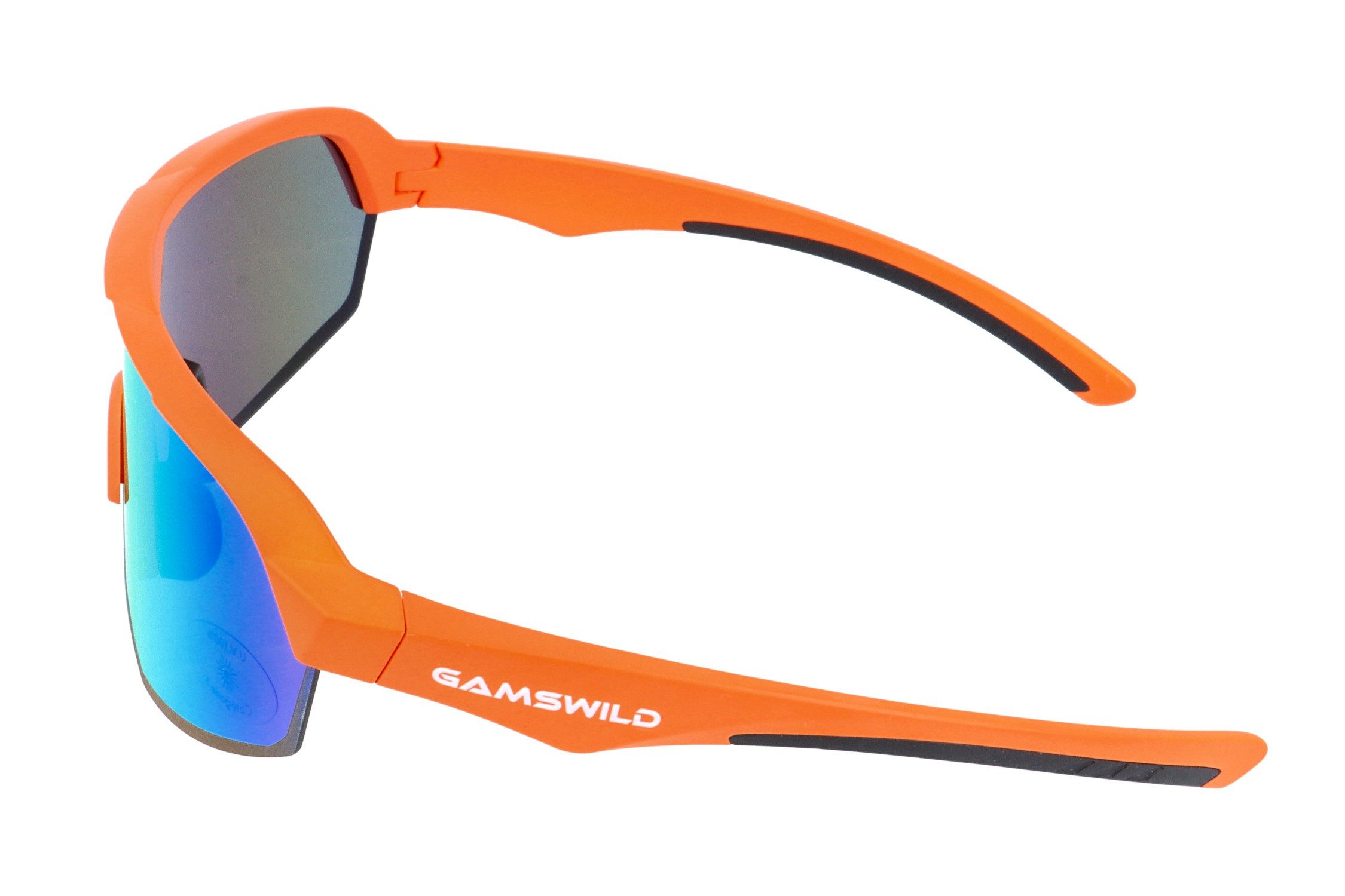 Gamswild Sportbrille UV400 Sonnenbrille Skibrille Fahrradbrille extra große Scheibe Damen, Herren Modell WS7140 in, orange, hellblau, grau