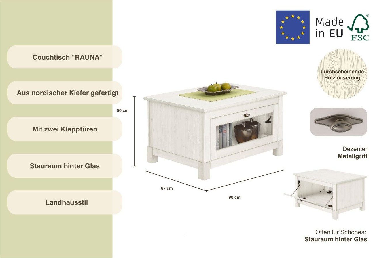 OTTO home Couchtisch Rauna, Breite 90 cm, FSC®-zertifiziertes Massivholz