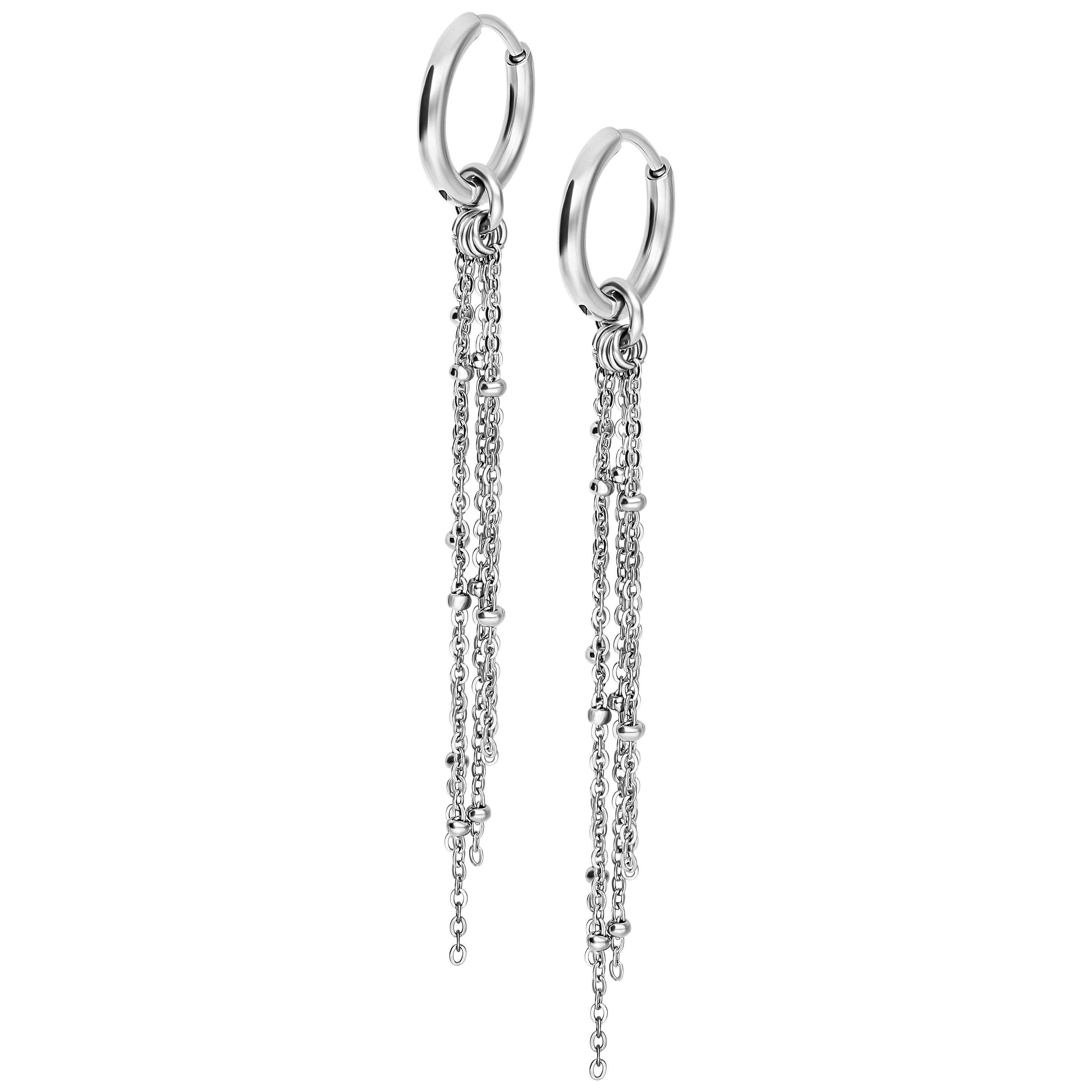 Wildcat Paar Ohrhänger Little Satellite Chain Hoops (pair) - Silber, Chirurgenstahl 316L - wasserfest, langlebig, hautverträglich