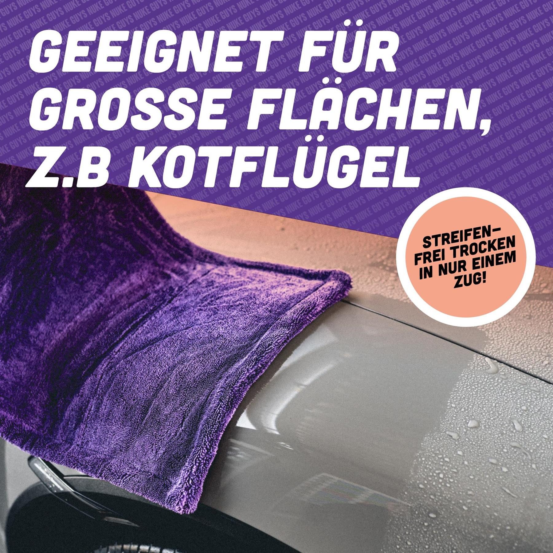 Nuke Guys Microfaser Auto Trockentuch - Gamma Dryer S bis XXL Mikrofasertuch (Microfaser, 40x60 cm, 1-tlg., Gamma Dryer L - Lila - 40x60cm 1400GSM) – Bild 5 von 5