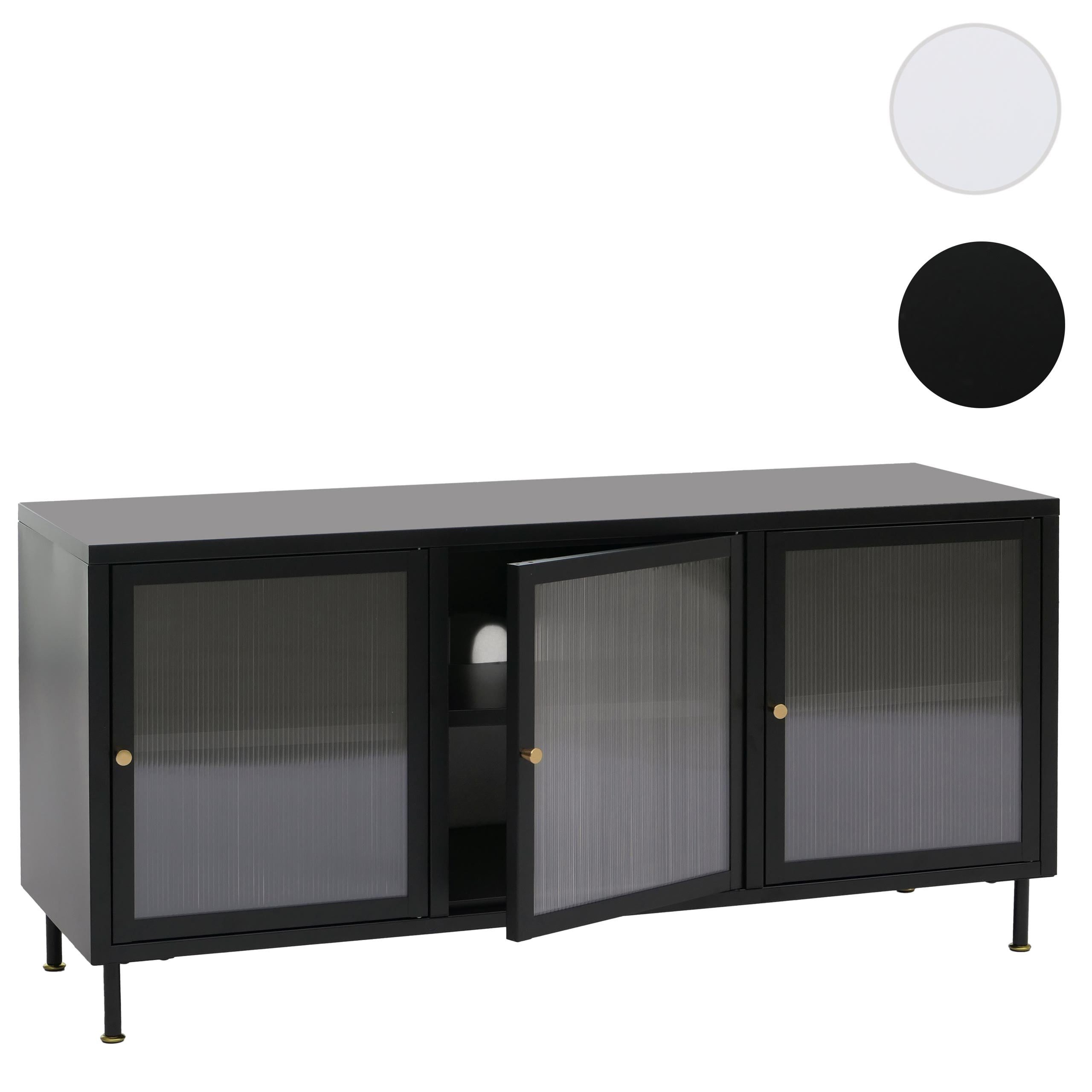 MCW TV-Rack MCW-O87-TV, Halbtransparente Schilfglastüren für moderne Optik