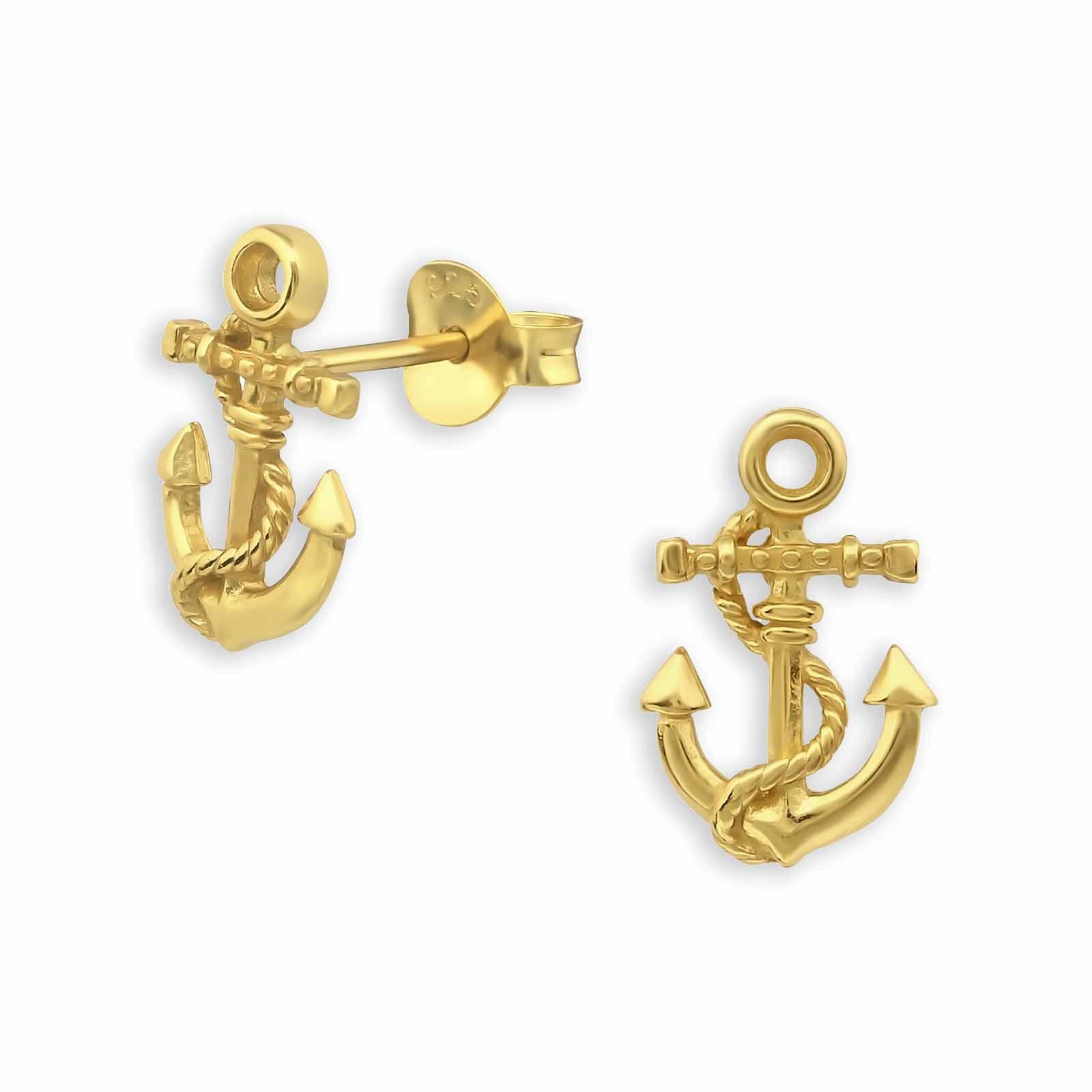 Monkimau Ohrring-Set Anker Серьги-гвоздики 925 Silber Damen Maritimer Schmuck, Hypoallergen