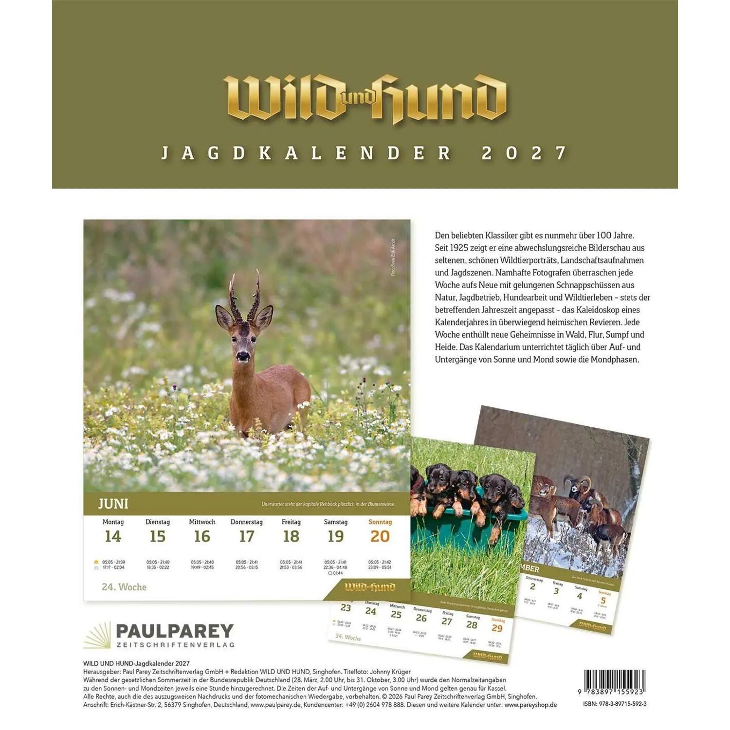 Wandkalender WILD UND HUND Edition: Jagdkalender Wandvariante 2027 – Bild 2 von 3