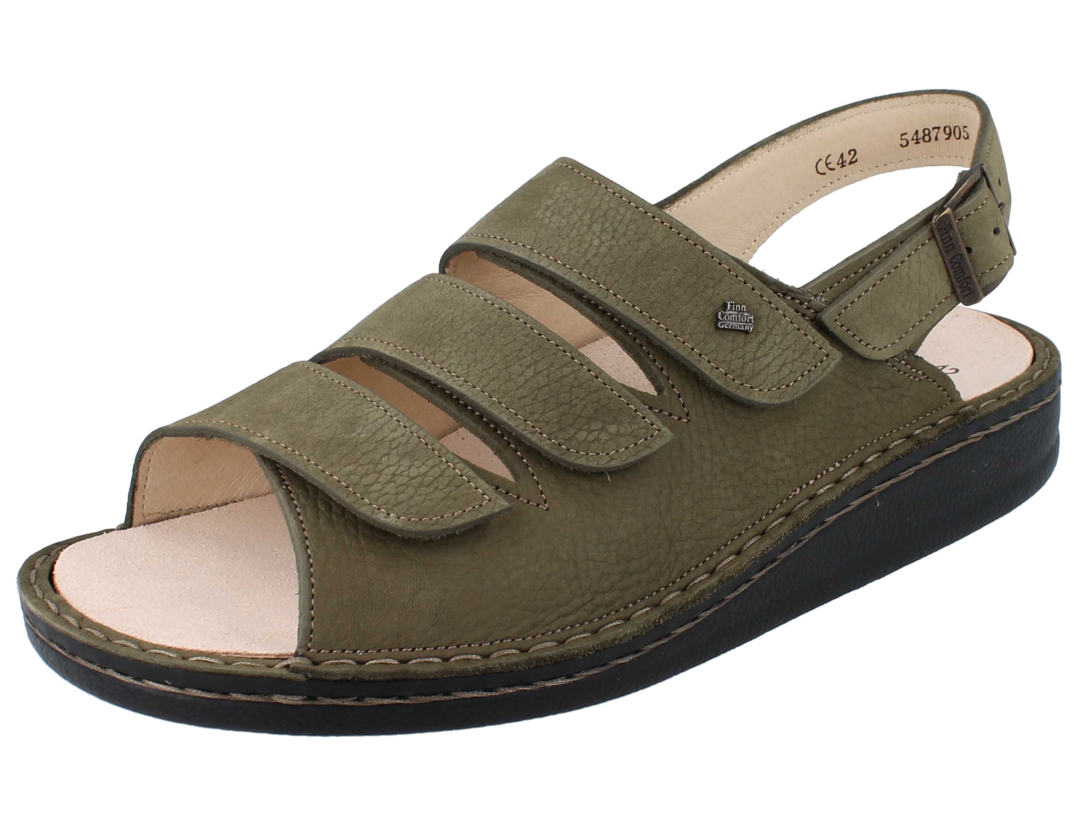 Finn Comfort FINN COMFORT Sylt Damen Herren Sandale farngrün Nubukleder - Größe: Sandale Wechselfußbett