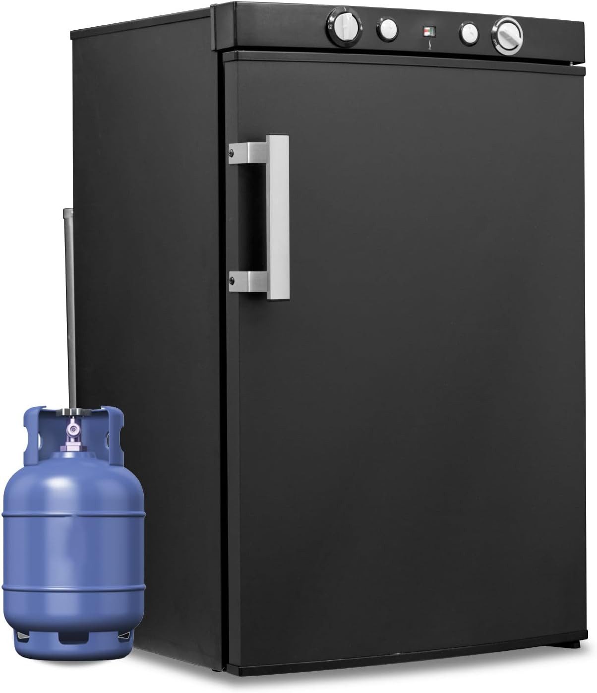 Smad Kühl-/Gefrierkombination Gasbetriebener Campingkühlschrank 100-Liter-Kühl- und Gefrierfunktion, 12 V, 220 V und Gas.